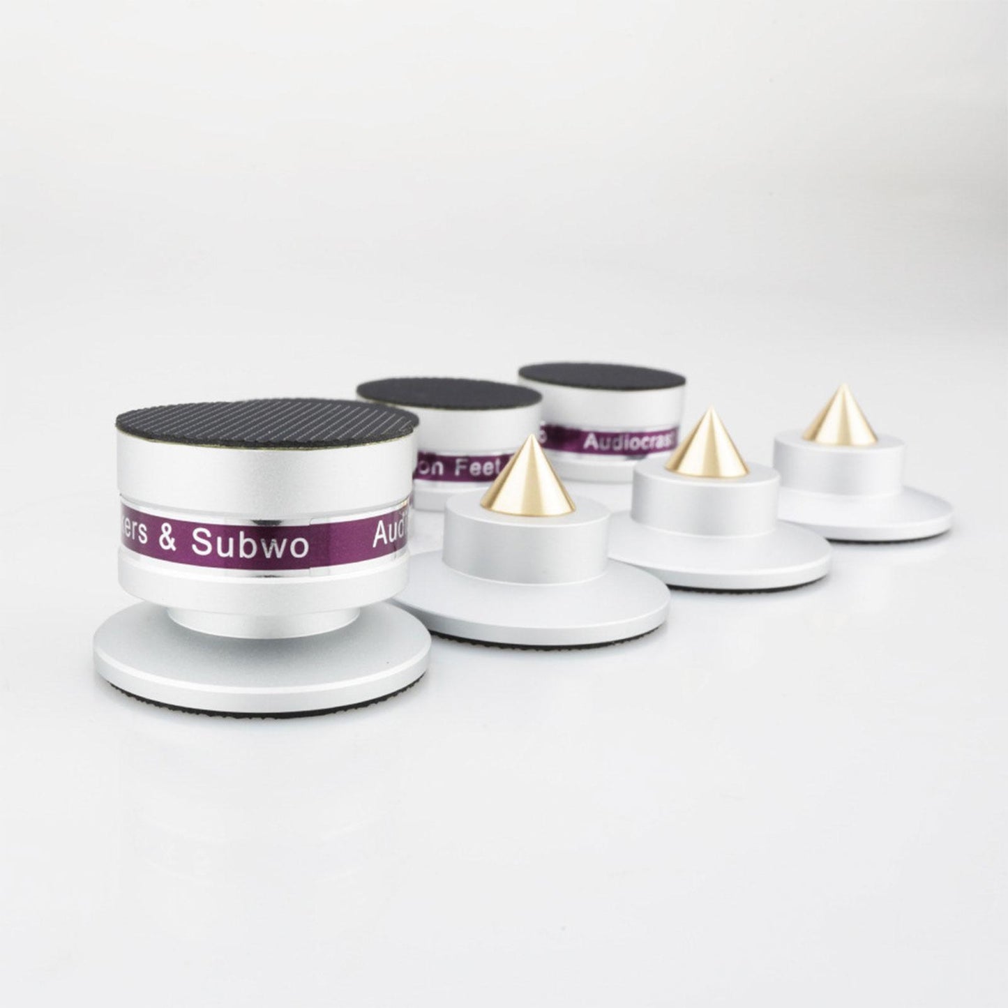 Aluminum Speaker Isolation Spikes Stand Base for Turntables Amp Silver 1pc