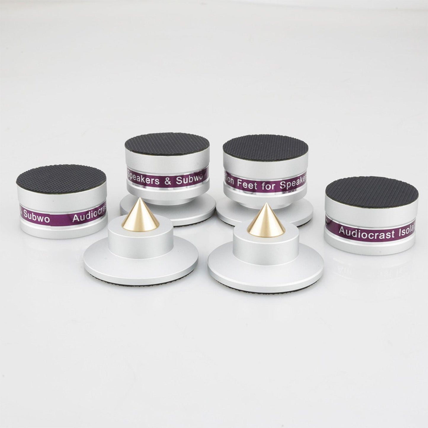 Aluminum Speaker Isolation Spikes Stand Base for Turntables Amp Silver 1pc