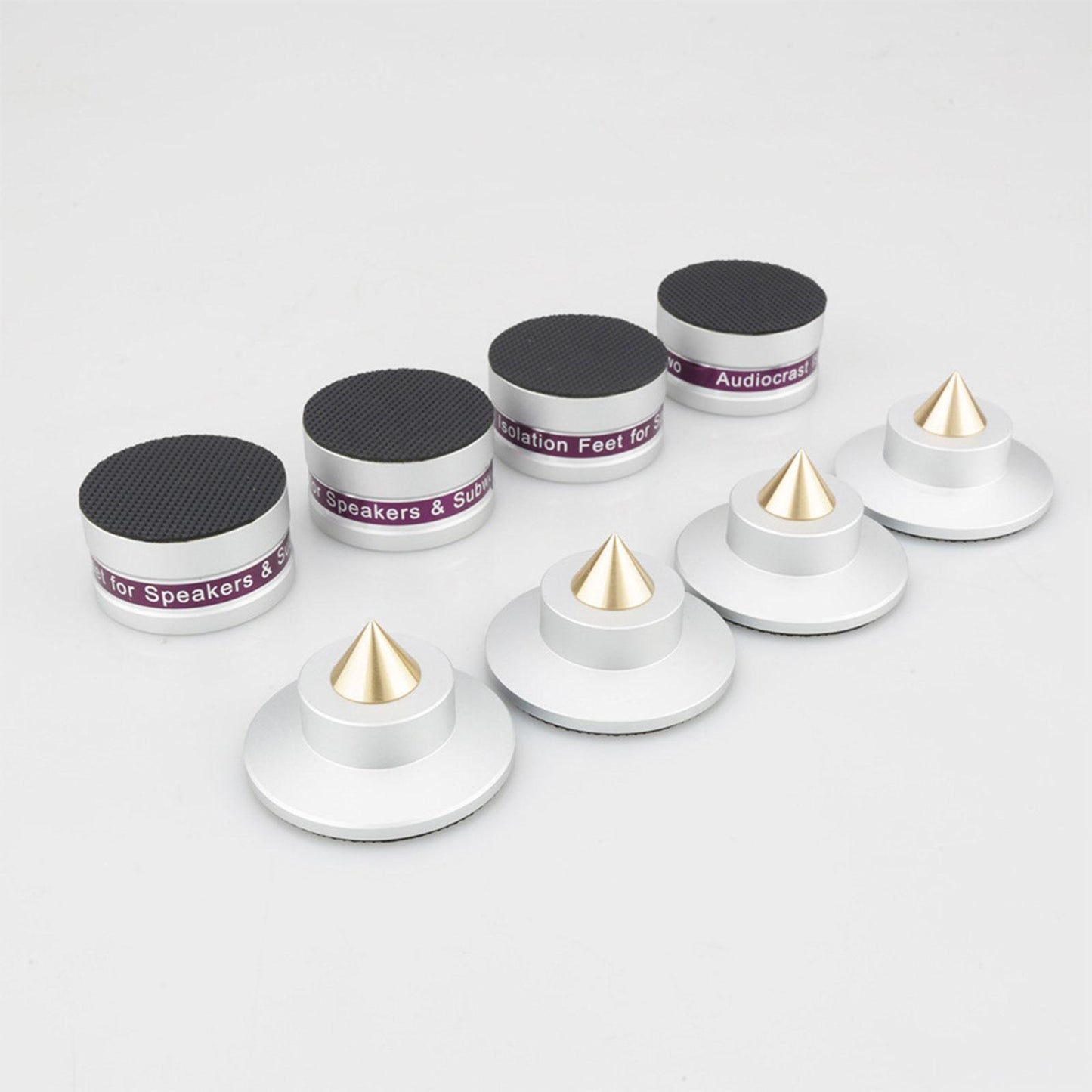 Aluminum Speaker Isolation Spikes Stand Base for Turntables Amp Silver 4pcs