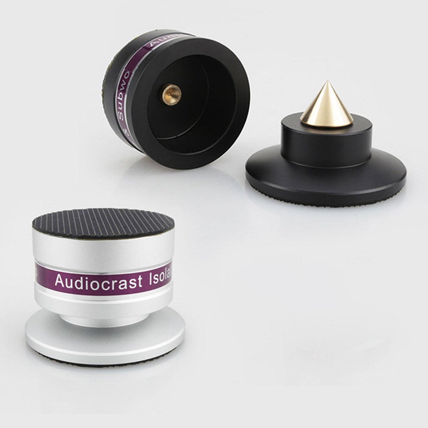 Aluminum Speaker Isolation Spikes Stand Base for Turntables Amp Silver 4pcs