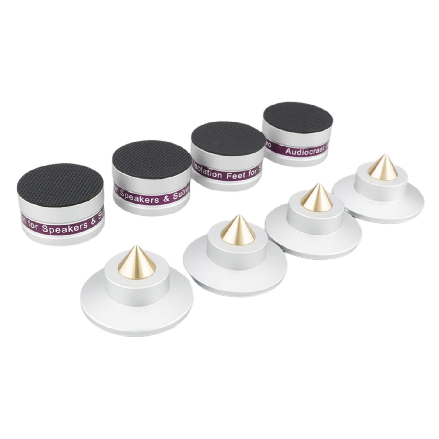 Aluminum Speaker Isolation Spikes Stand Base for Turntables Amp Silver 4pcs