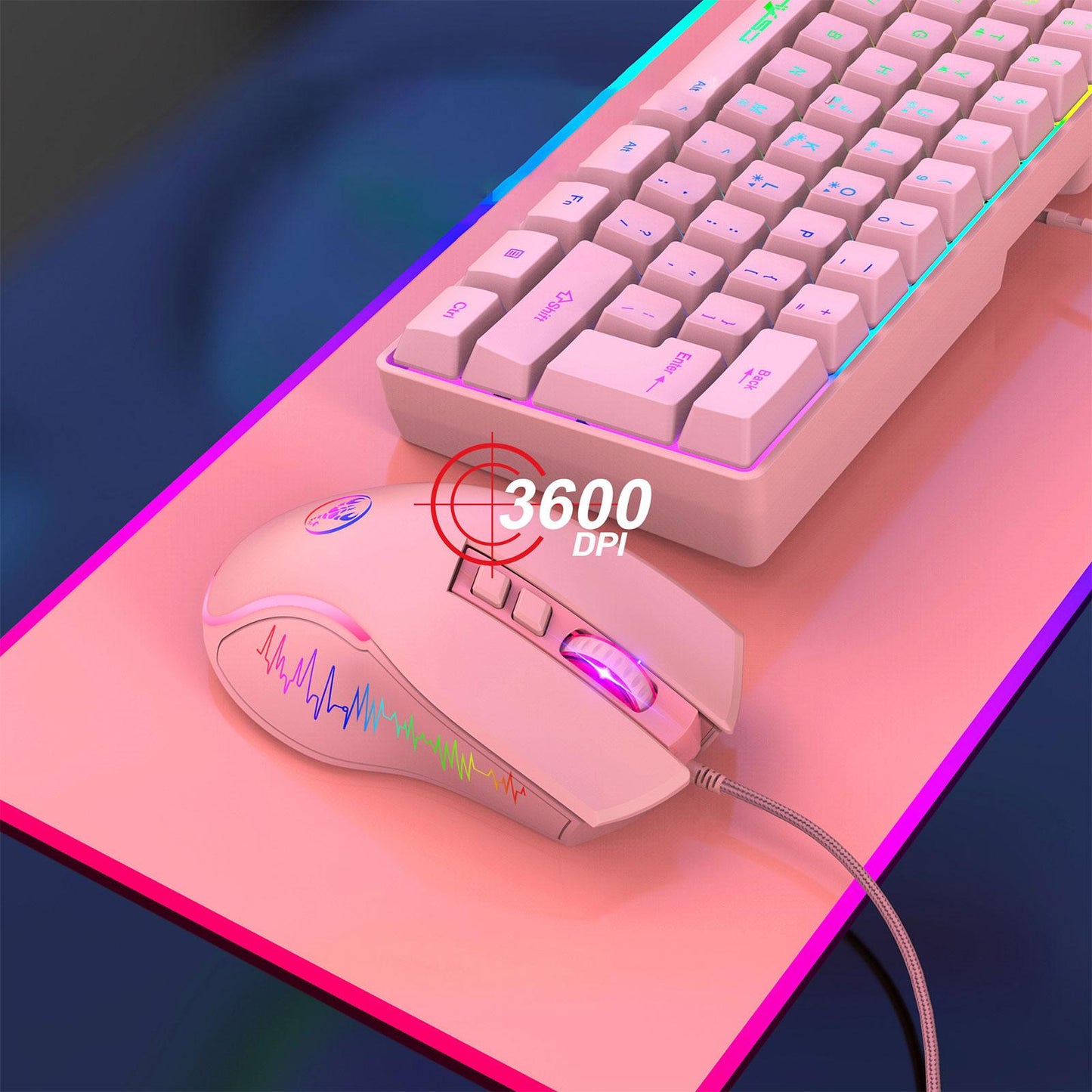 Computer Wired USB Mouse Gaming Mouse 7 Colors LED Backlight for Game Lover pink