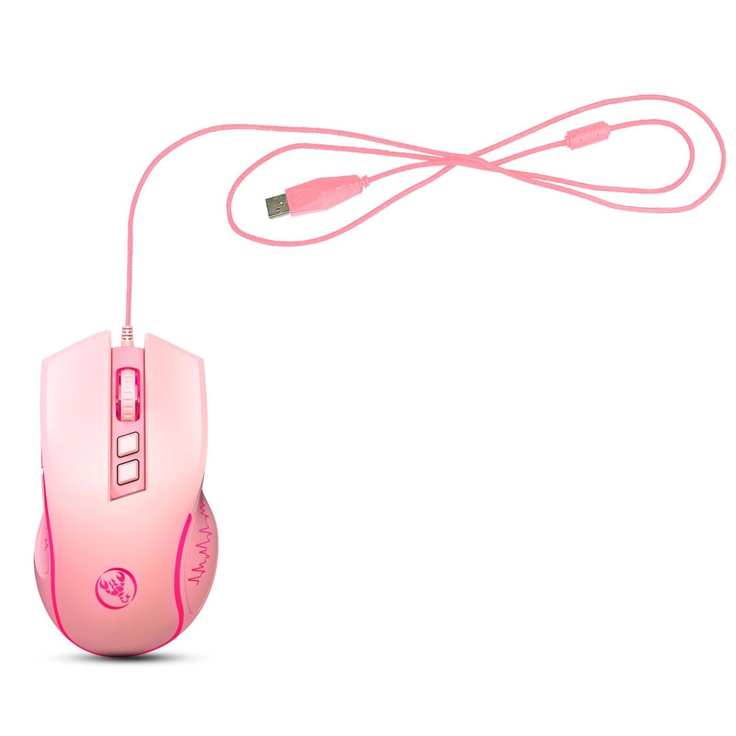 Computer Wired USB Mouse Gaming Mouse 7 Colors LED Backlight for Game Lover pink