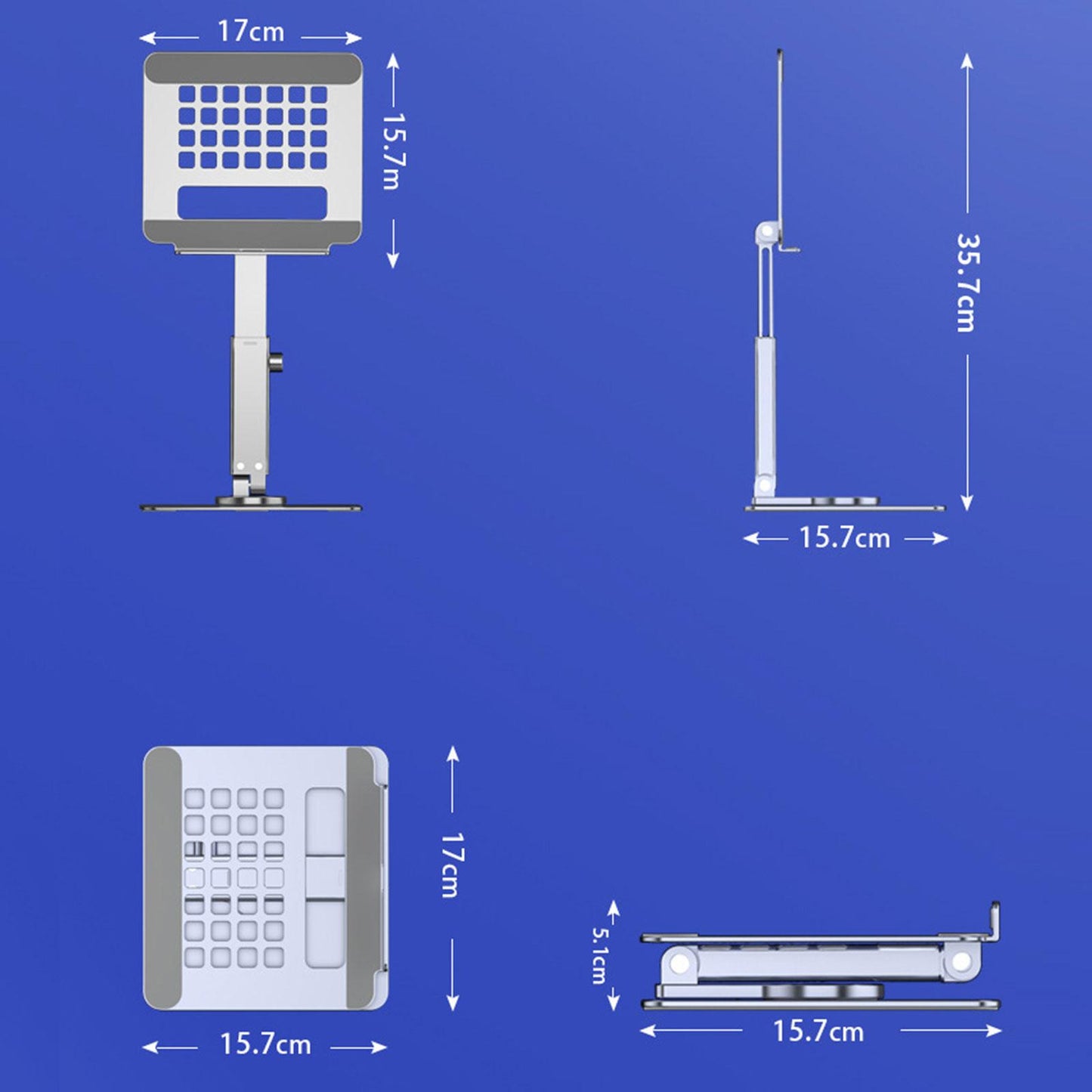 Foldable Tablet Stand Laptop Riser Stand for Computer Mobilephone Work Silver