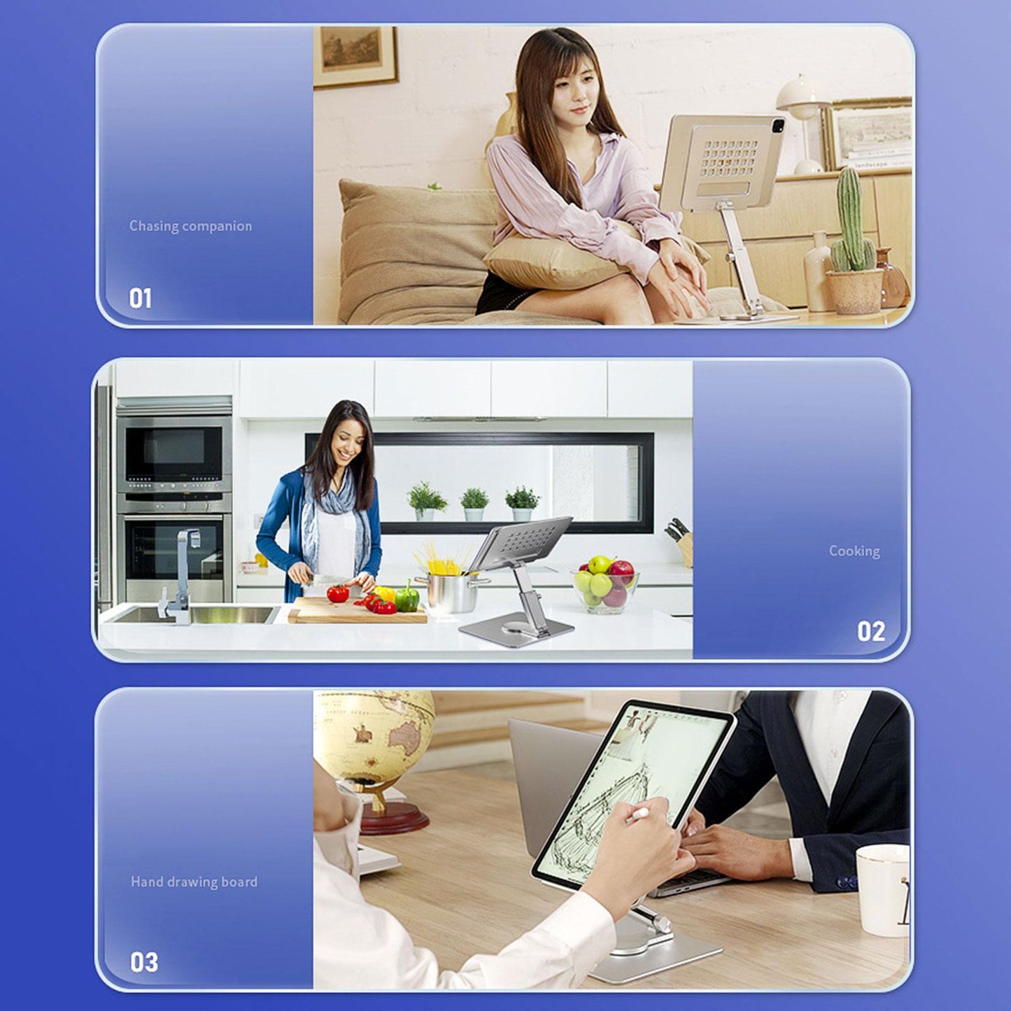 Foldable Tablet Stand Laptop Riser Stand for Computer Mobilephone Work Silver