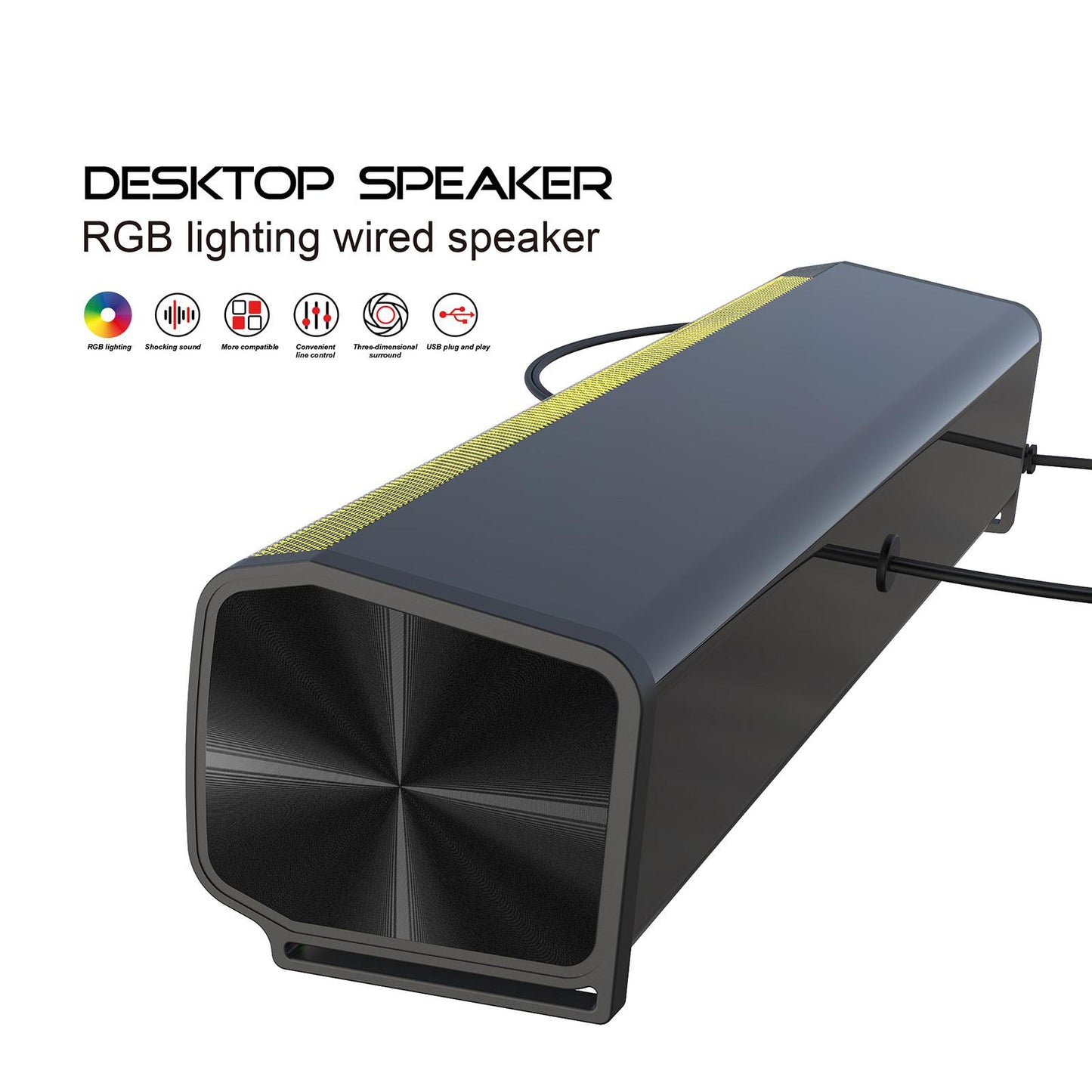 Wired Computer Speaker Usb-Powered 3D Surround for Tablets Projector Desktop