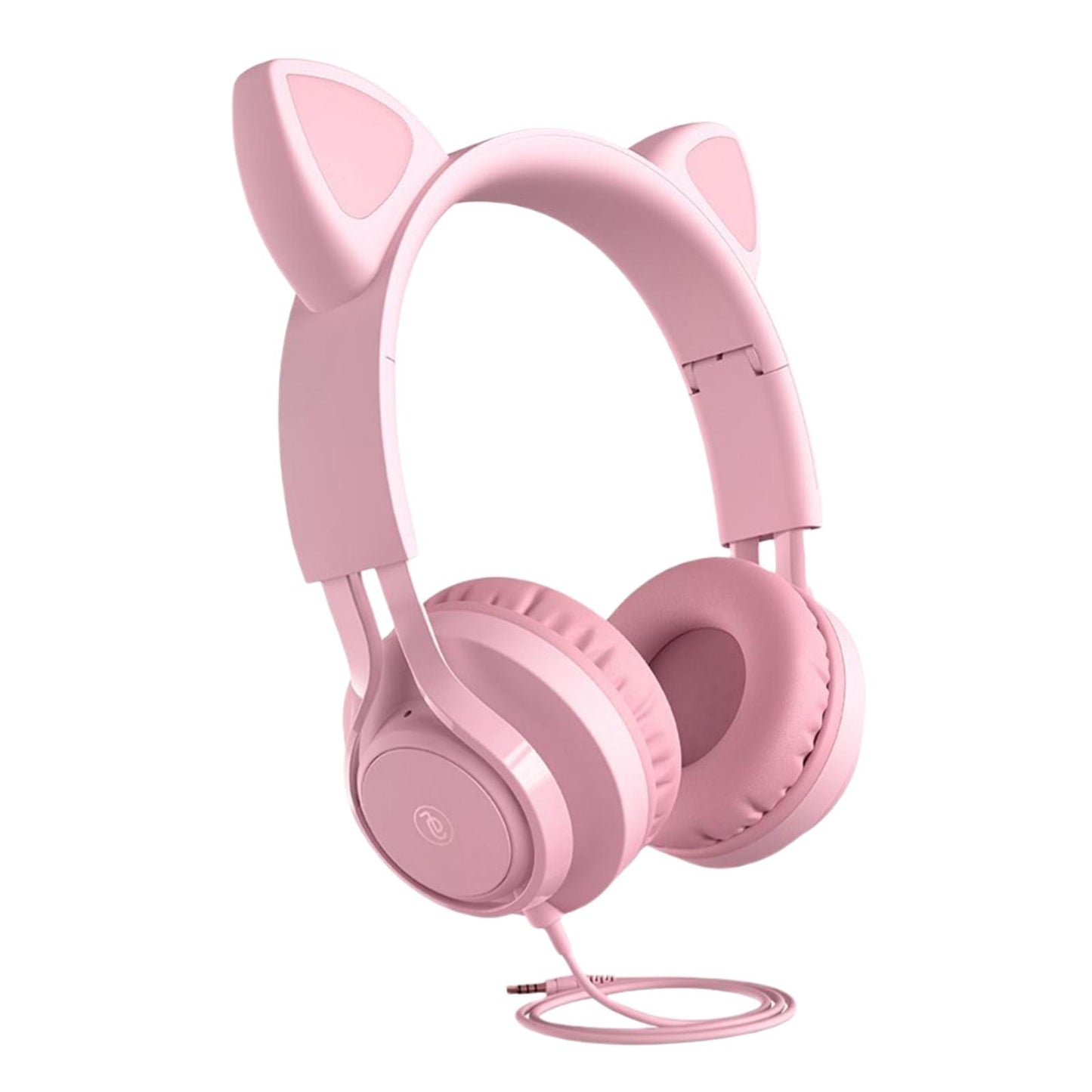 Cat Ear Kids Wired Headphone Earmuffs Adjustable Headband for Children Adult pink