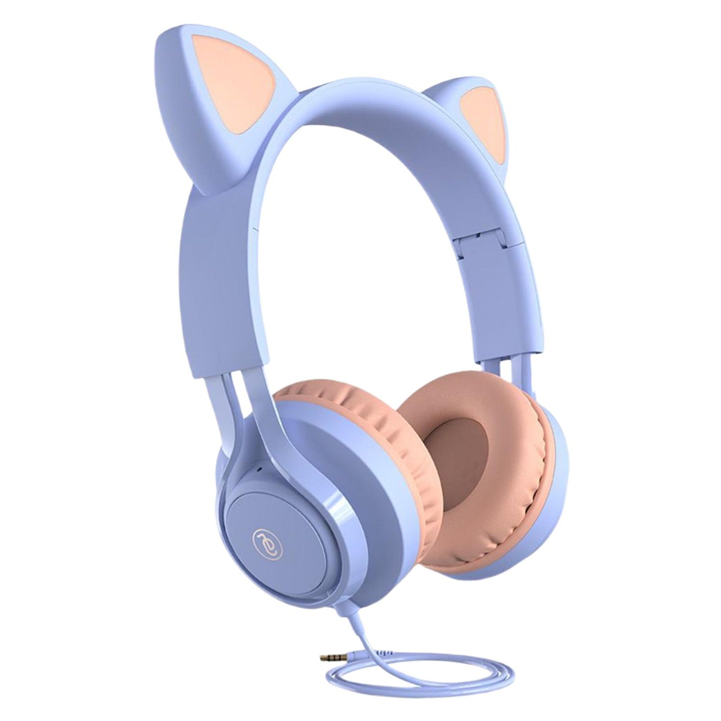 Cat Ear Kids Wired Headphone Earmuffs Adjustable Headband for Children Adult purple