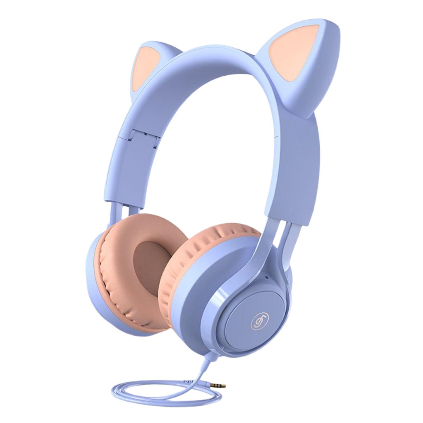 Cat Ear Kids Wired Headphone Earmuffs Adjustable Headband for Children Adult purple