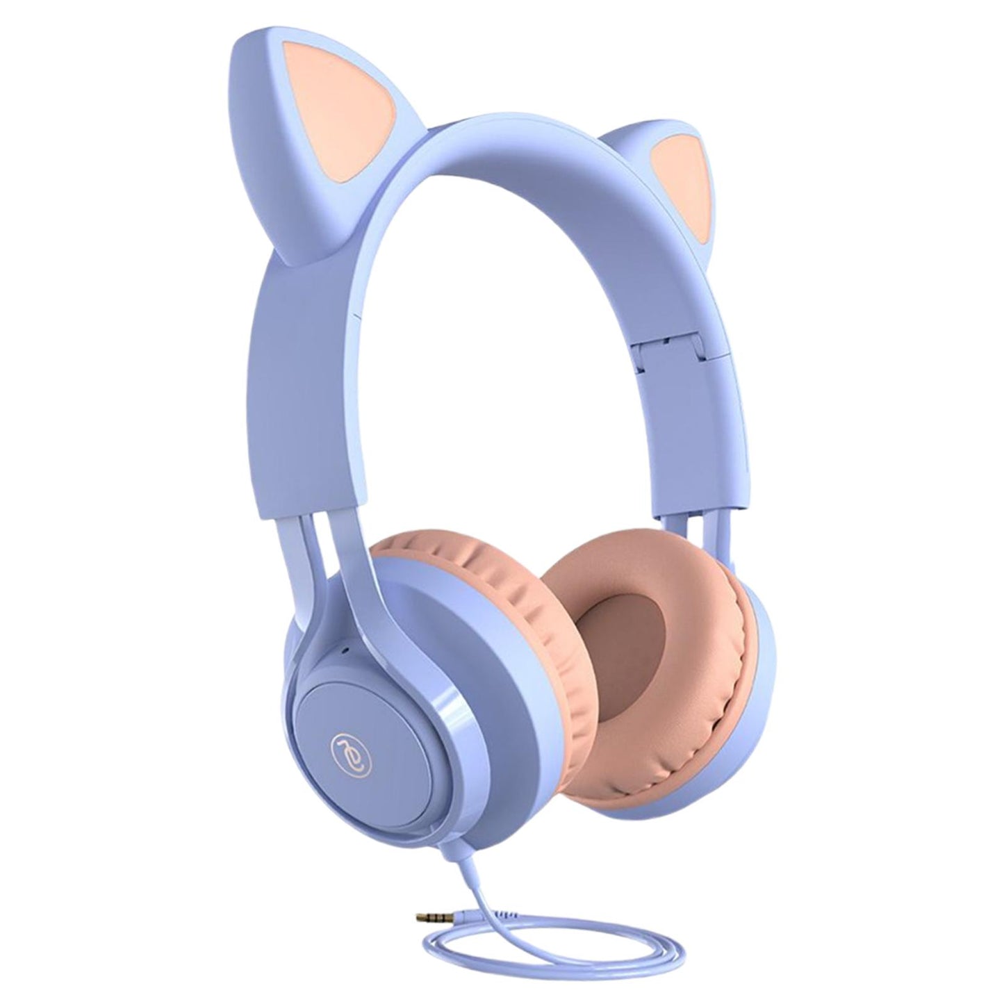 Cat Ear Kids Wired Headphone Earmuffs Adjustable Headband for Children Adult purple