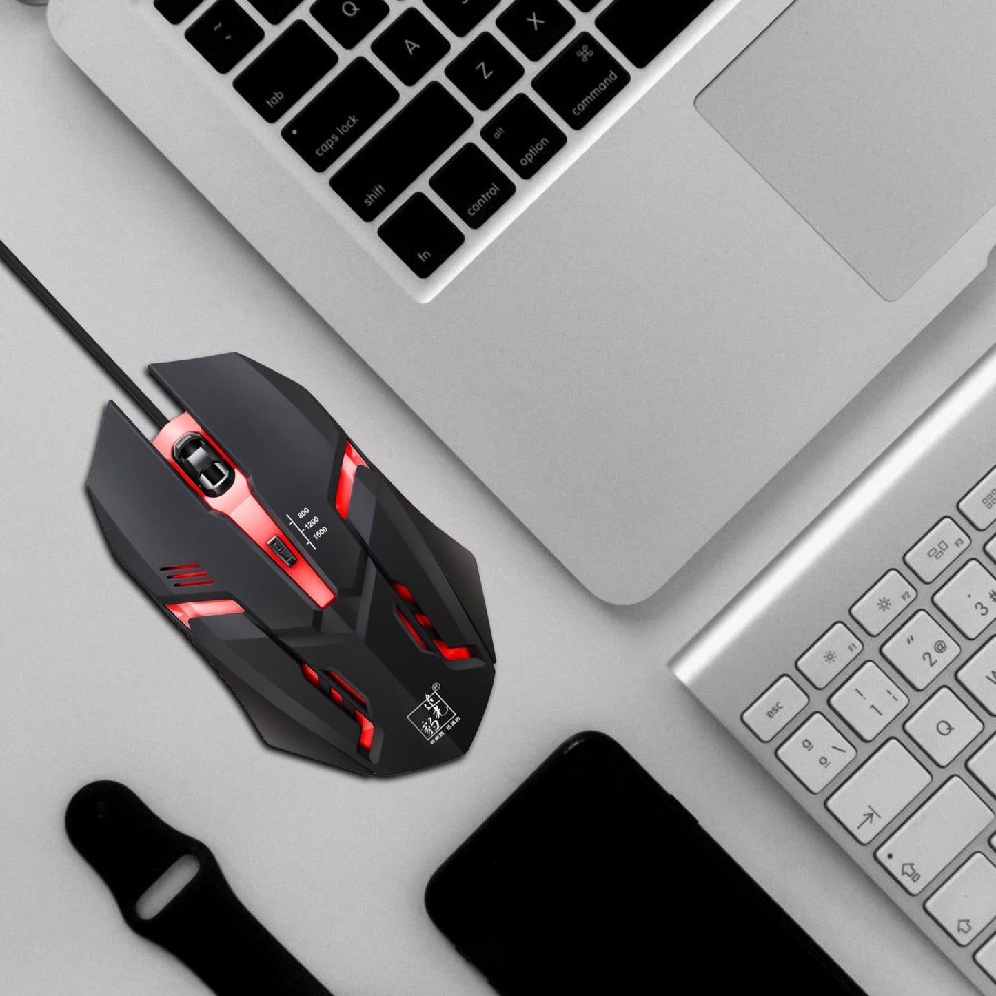 Ergonomic K2 Wired Gaming Mouse Computer RGB Backlit PC Laptop LED 1600 DPI