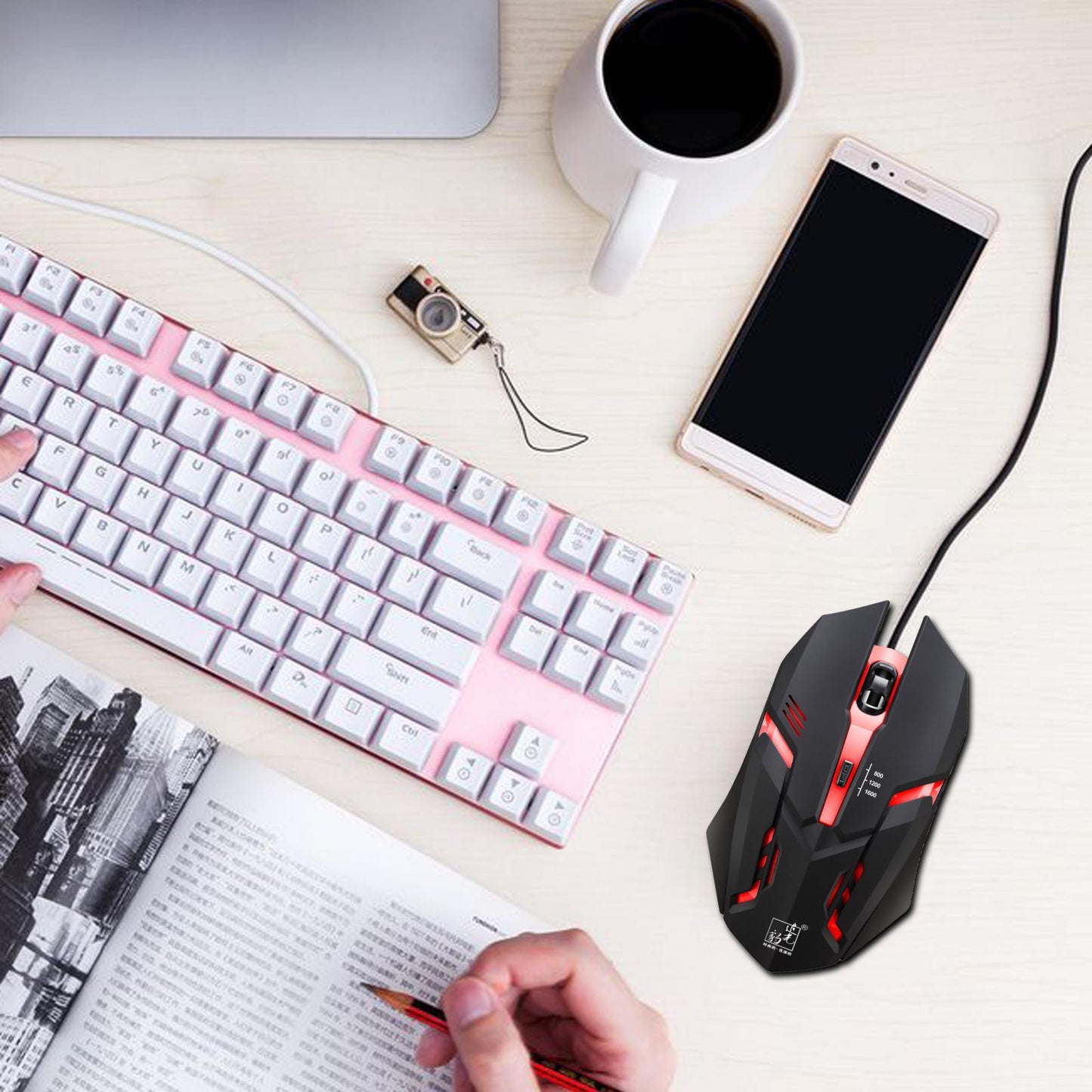 Ergonomic K2 Wired Gaming Mouse Computer RGB Backlit PC Laptop LED 1600 DPI