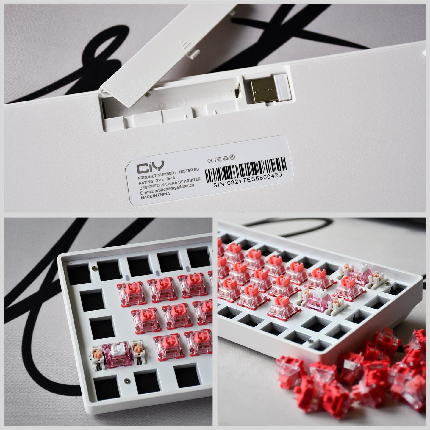 TESTER68 2-Mode Wireless BT5.0 and 2.4G Mechanical Keyboard Kit Option 3