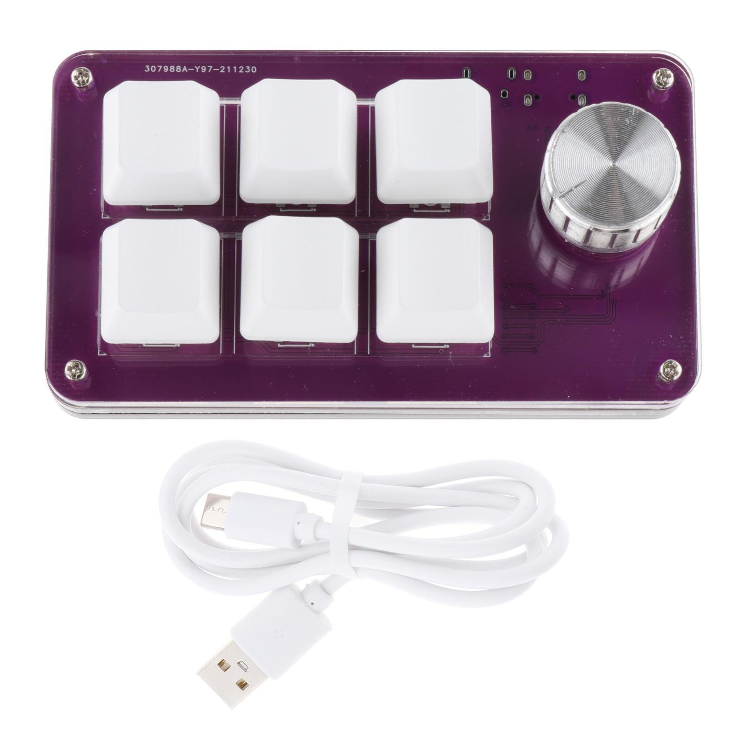 Mini Keypad Hot Swappable with Knob Programmable six Key for Cashier Home