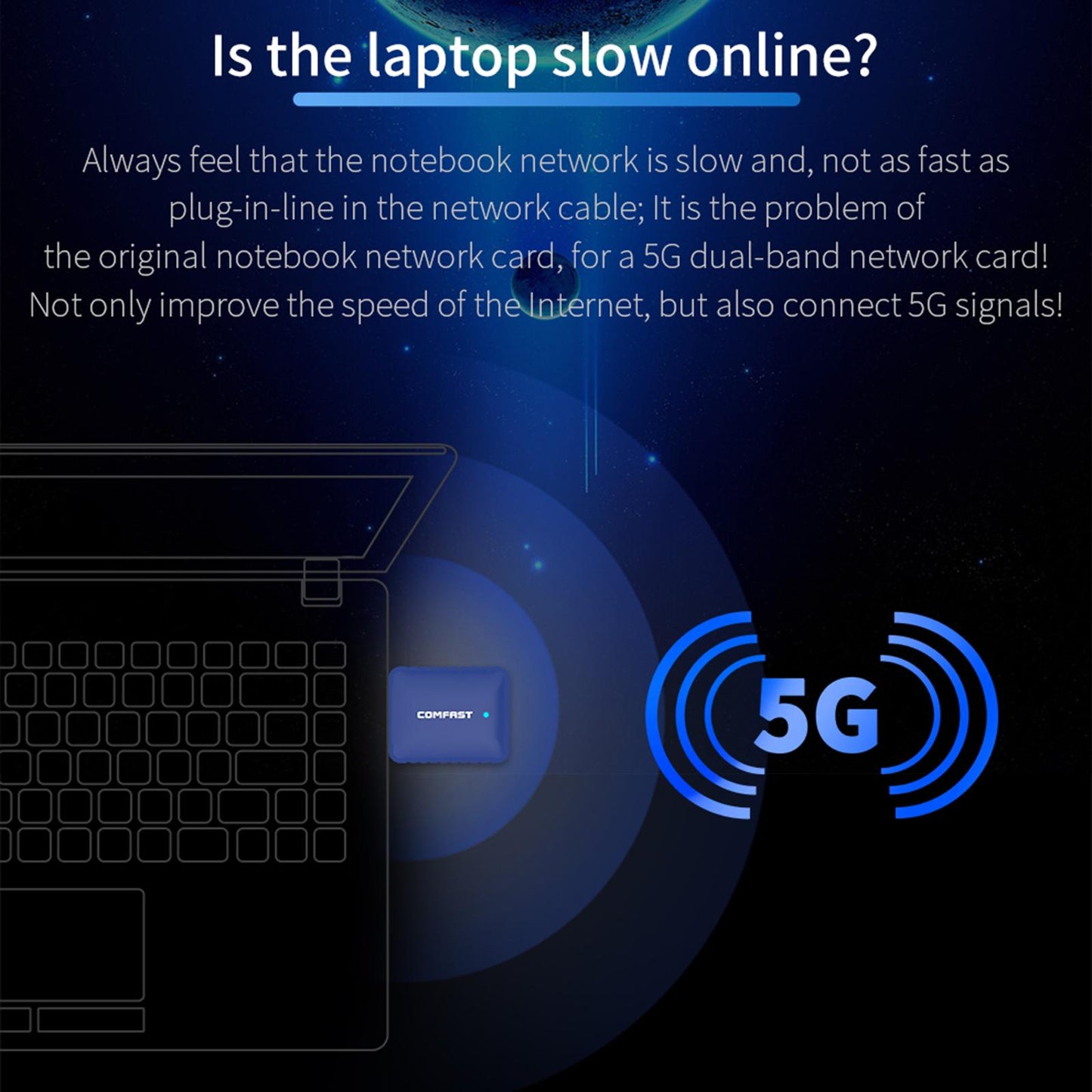 650Mbps USB WiFi Adapter Bluetooth Receiver for Network Laptop Windows