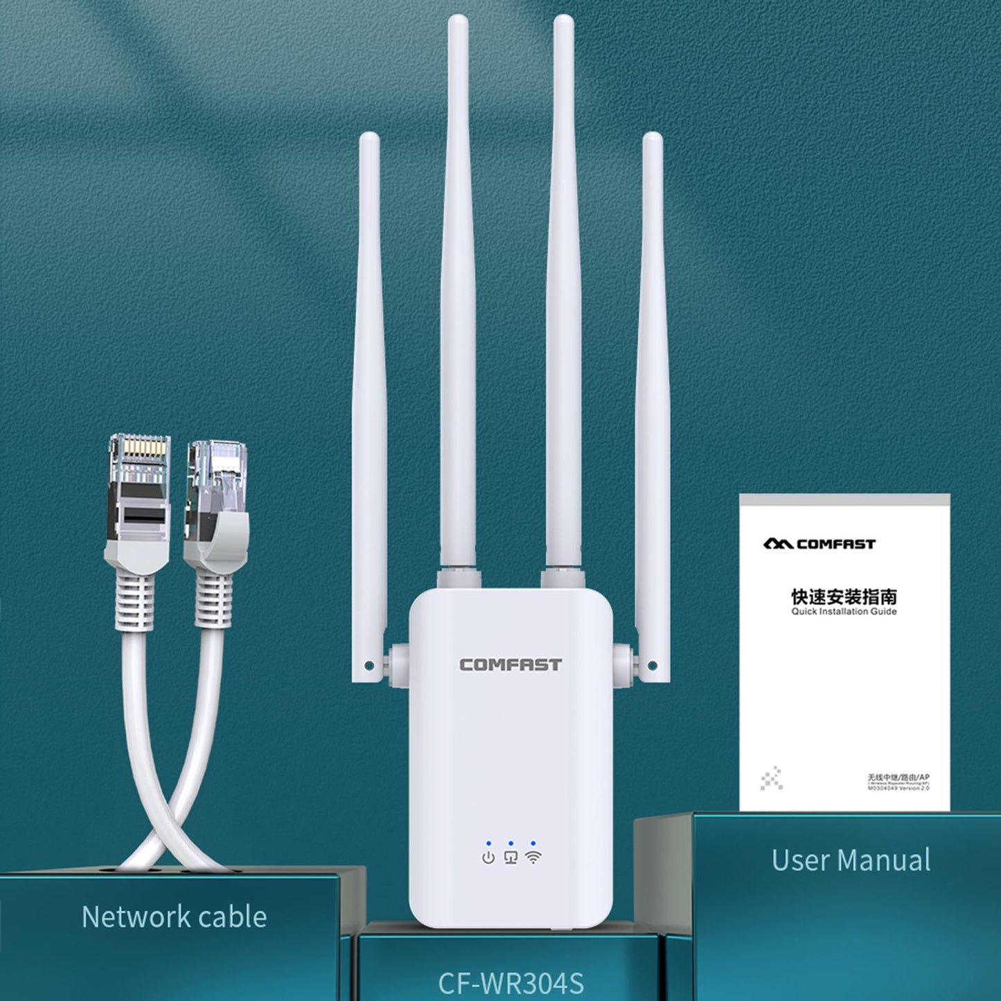 3 in 1 WiFi Range Extender Wall Plug 2.4GHz Single Band 300Mbps for Home