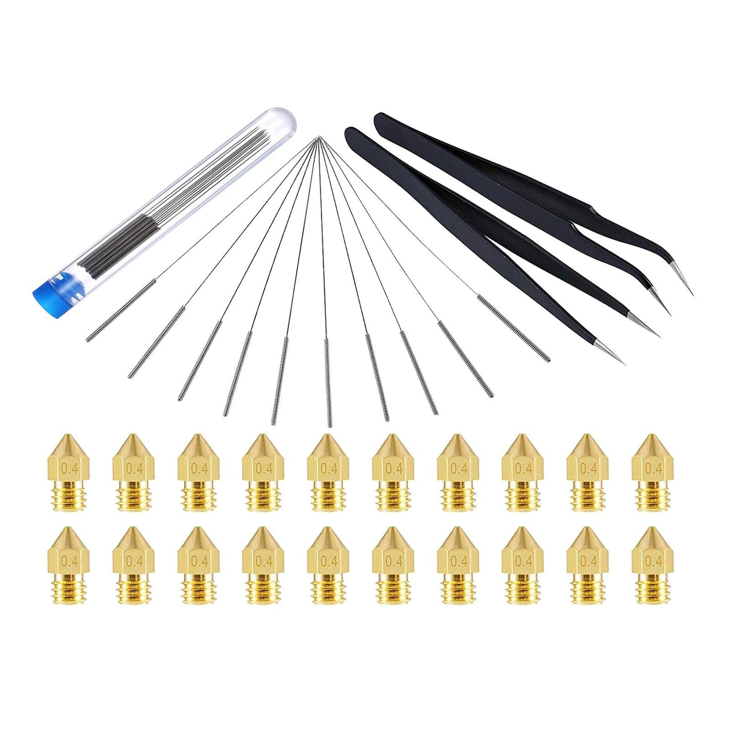 3D Printer Nozzles 20Pcs 0.4mm MK8 Brass Nozzles for Creality Ender Ender 5