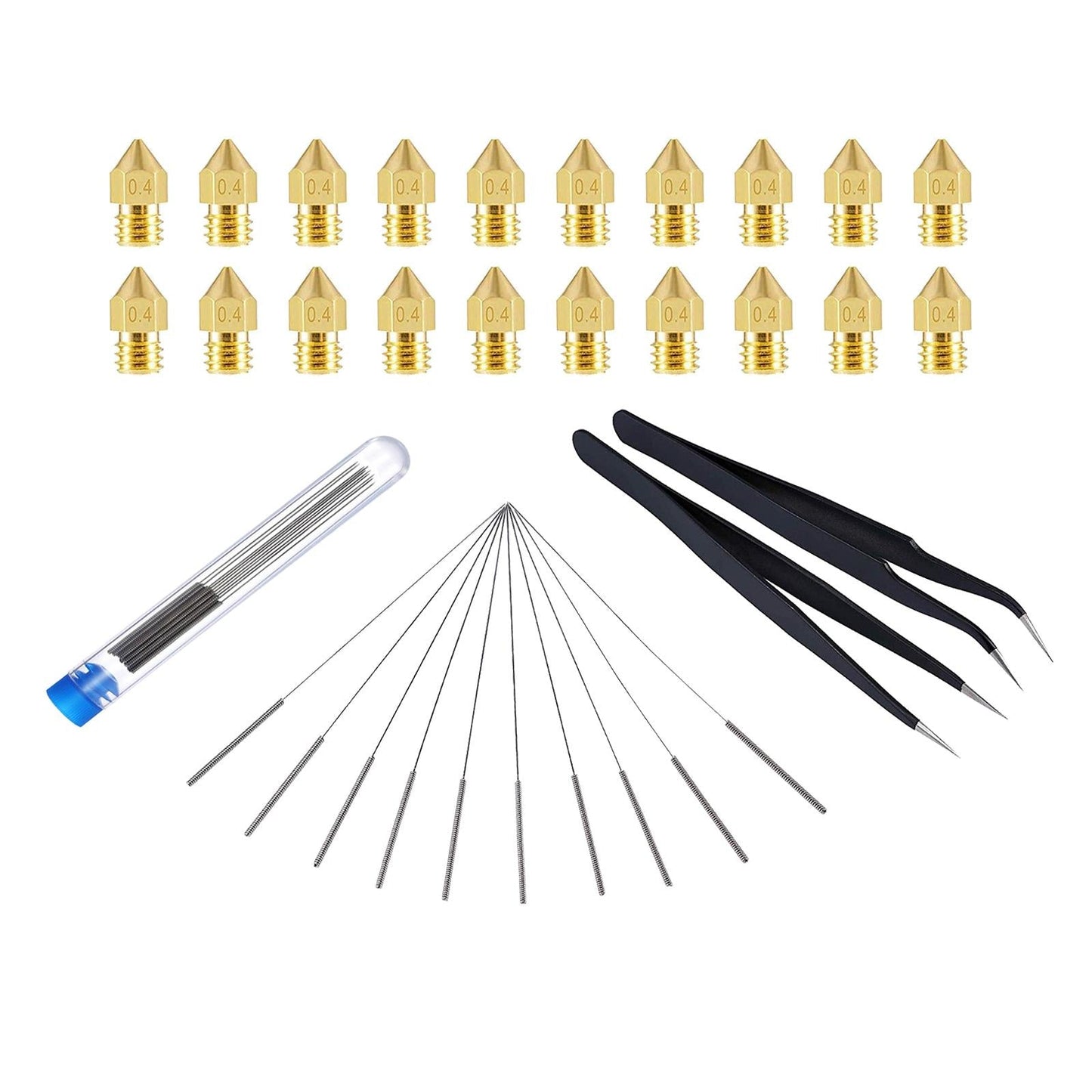 3D Printer Nozzles 20Pcs 0.4mm MK8 Brass Nozzles for Creality Ender Ender 5