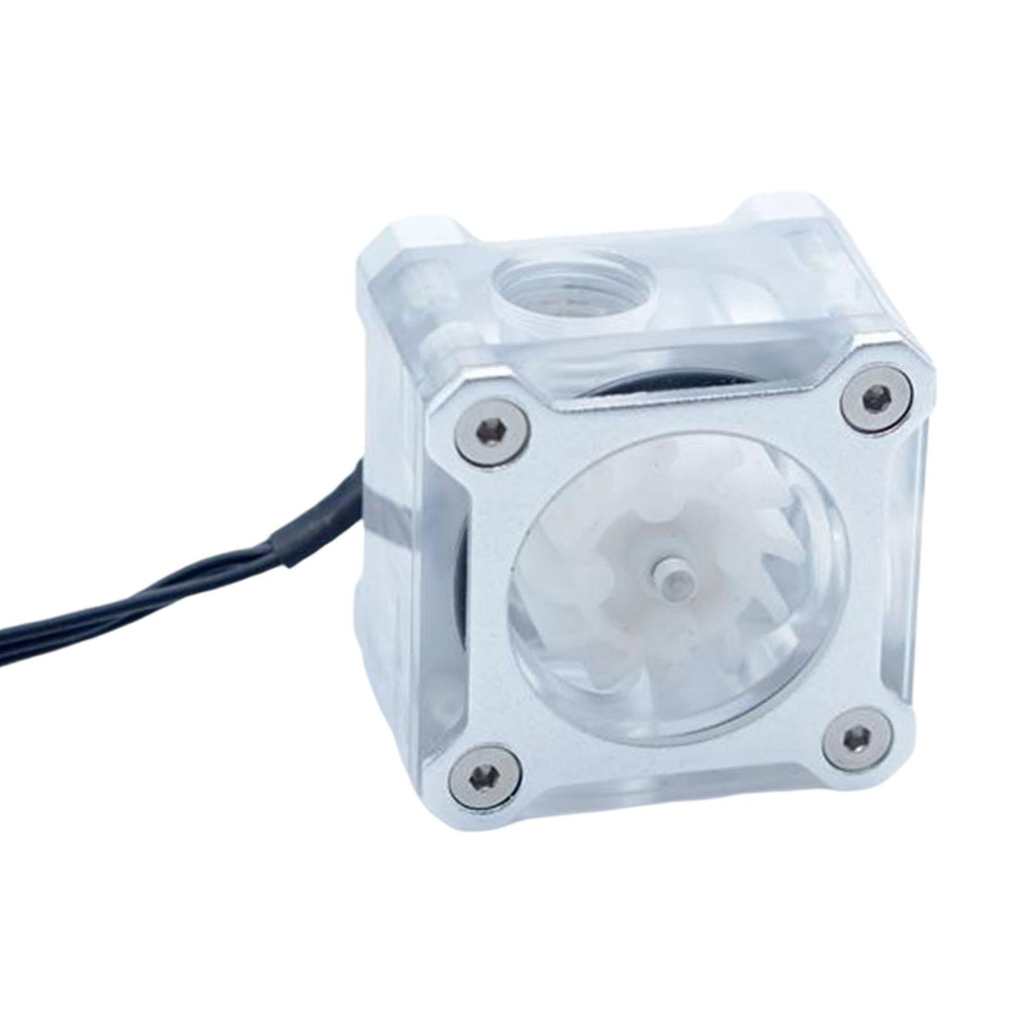 PC Impeller Water Flow Meter Indicator 5 V RGB Light G1/4 Threaded Silver