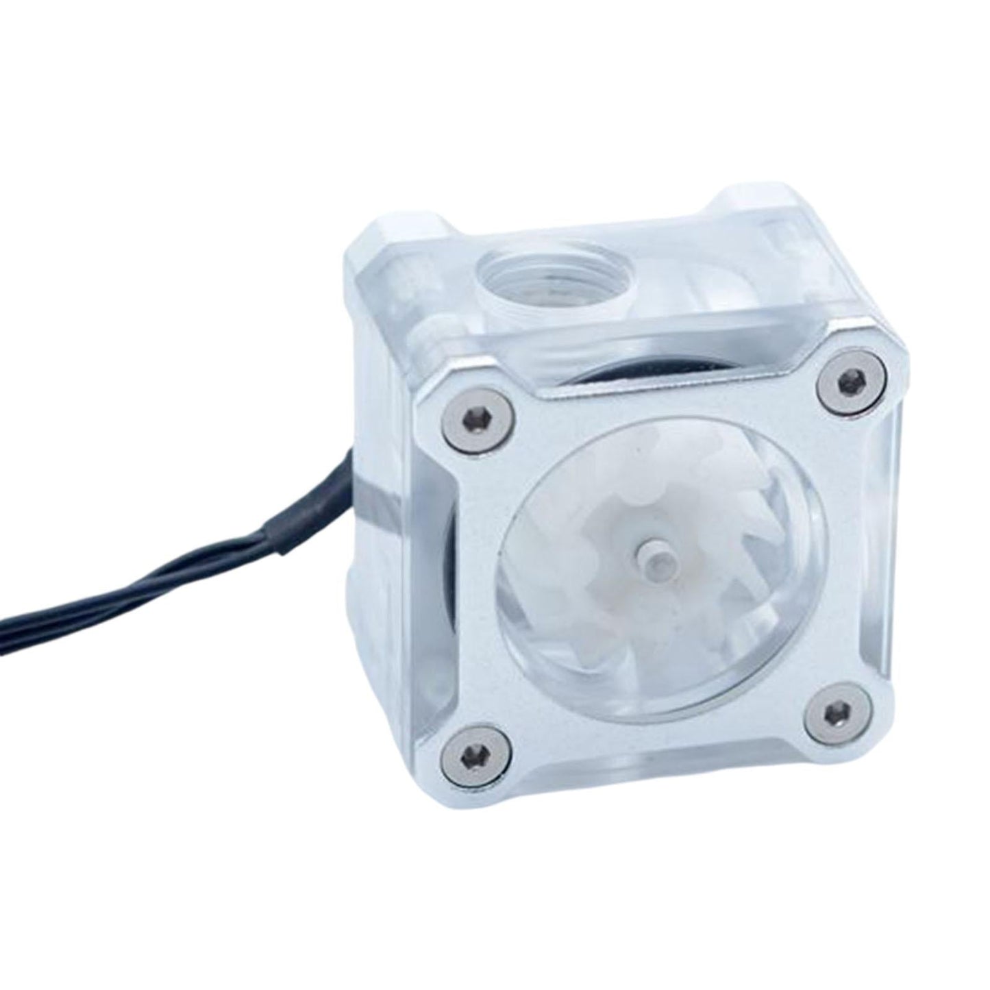 PC Impeller Water Flow Meter Indicator 5 V RGB Light G1/4 Threaded Silver