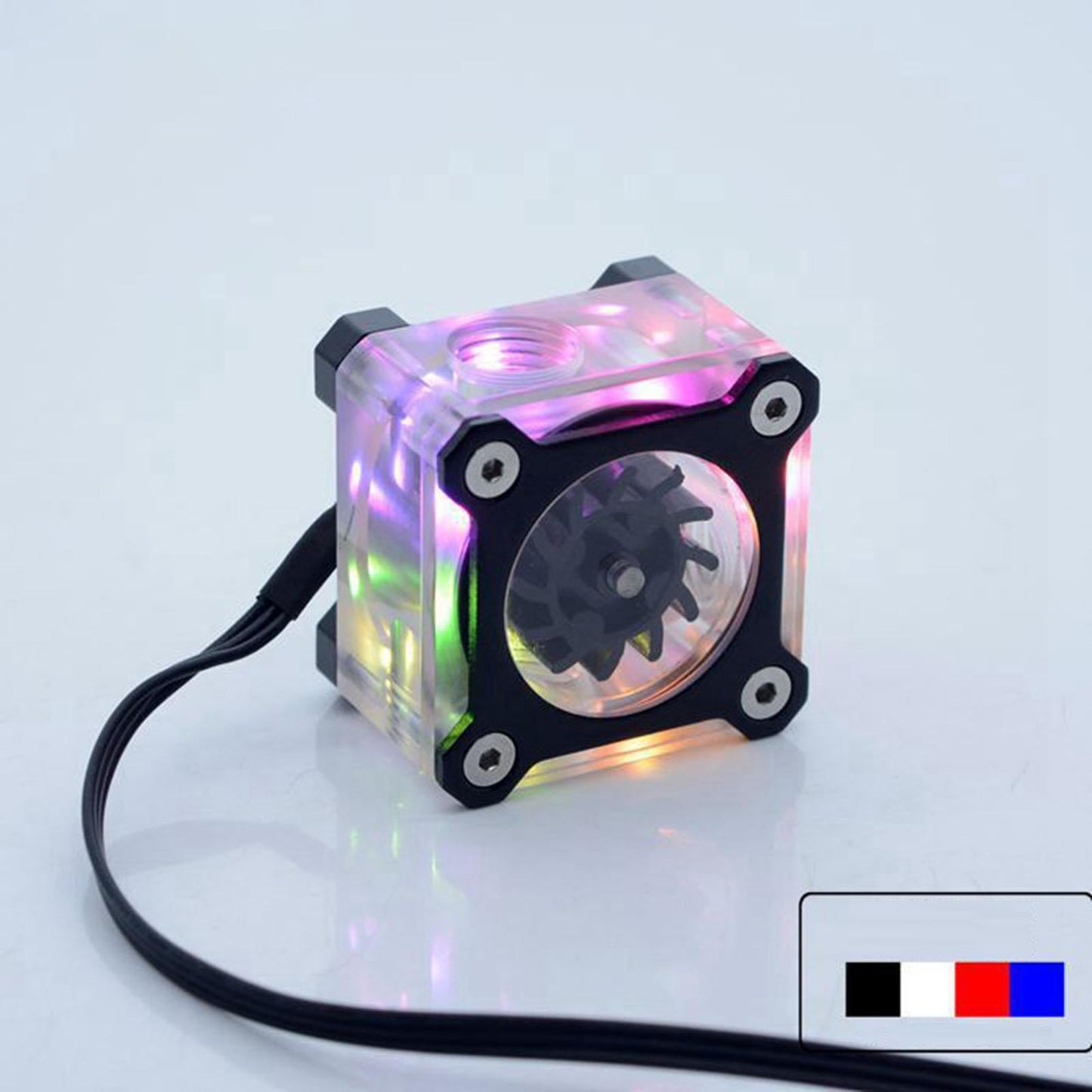 PC Impeller Water Flow Meter Indicator 5 V RGB Light G1/4 Threaded Black