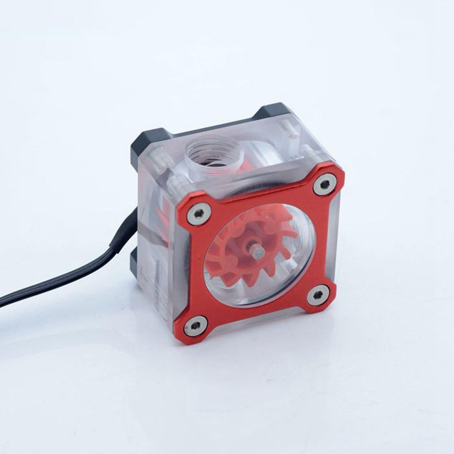 PC Impeller Water Flow Meter Indicator 5 V RGB Light G1/4 Threaded Red