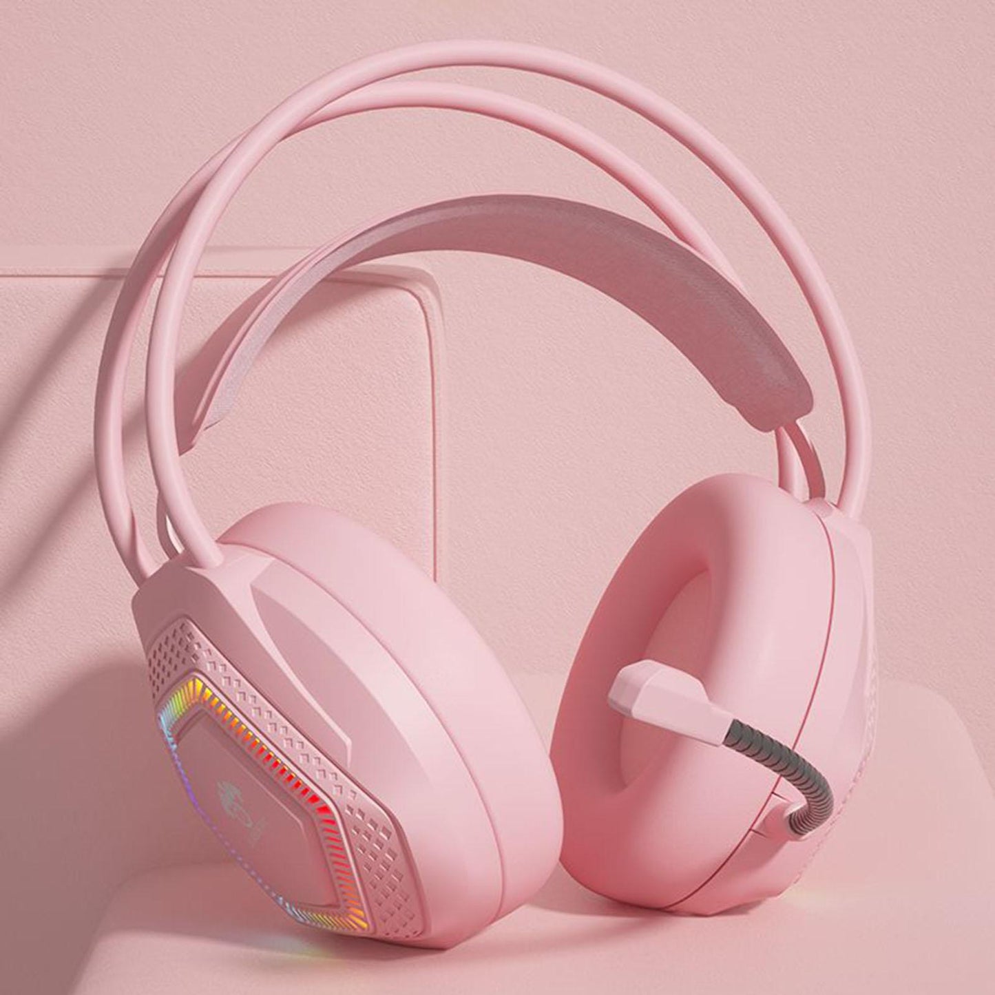 Wired Gaming Headset G70 USB for Android iOS Multi platforms for PS4 5 Pink