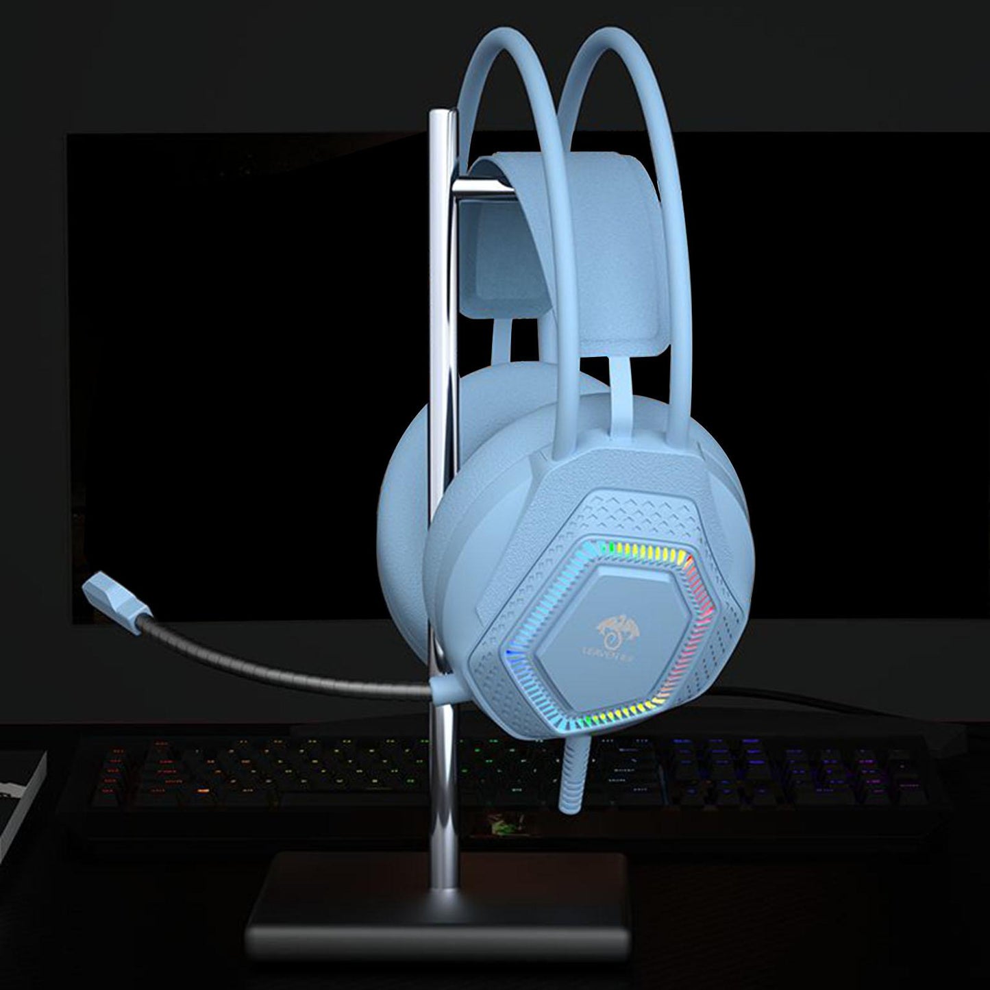 Wired Gaming Headset G70 USB for Android iOS Multi platforms for PS4 5 Blue