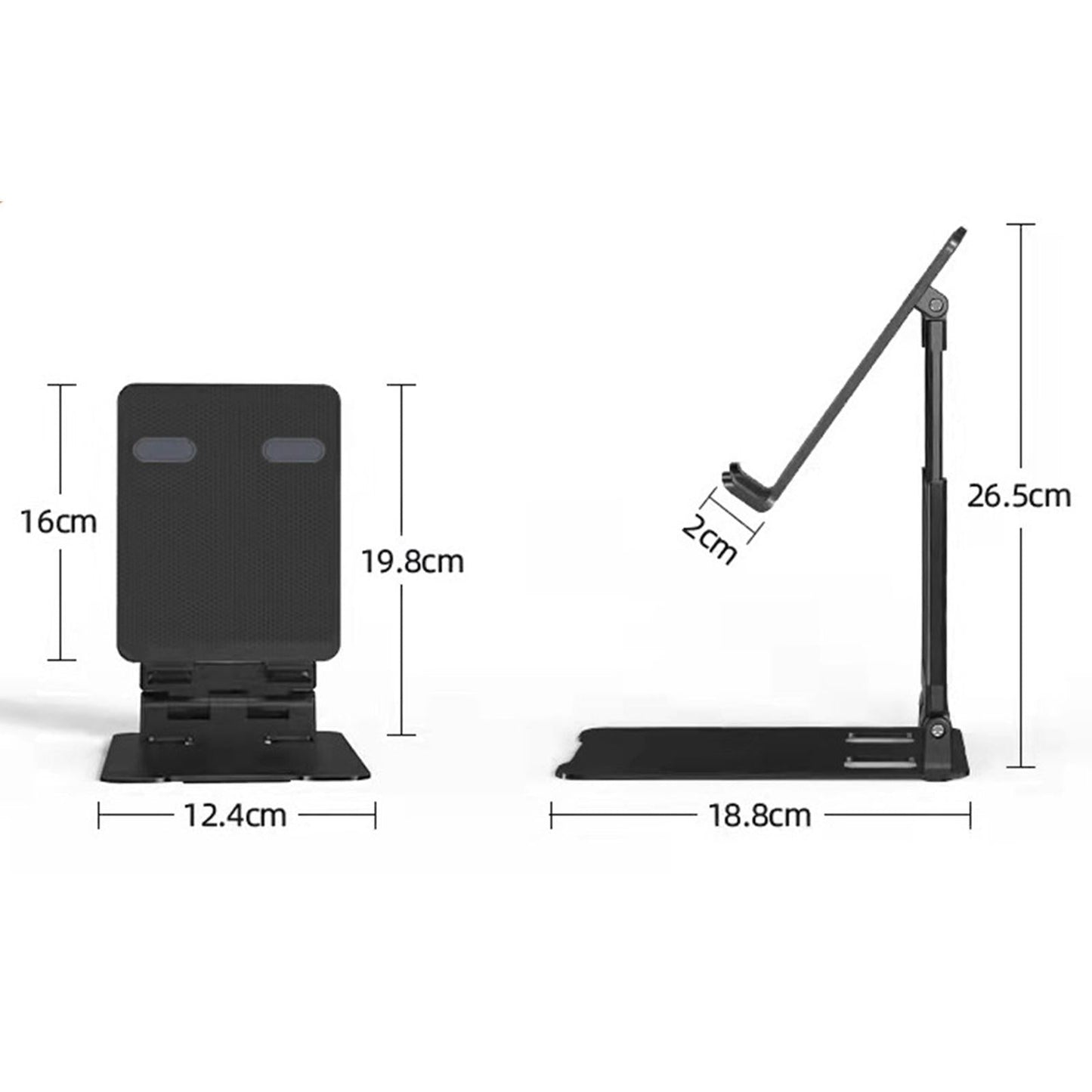 Tablet Stand Multi-Angle Cradle Folding for Desk Portable Adjustable Support Black