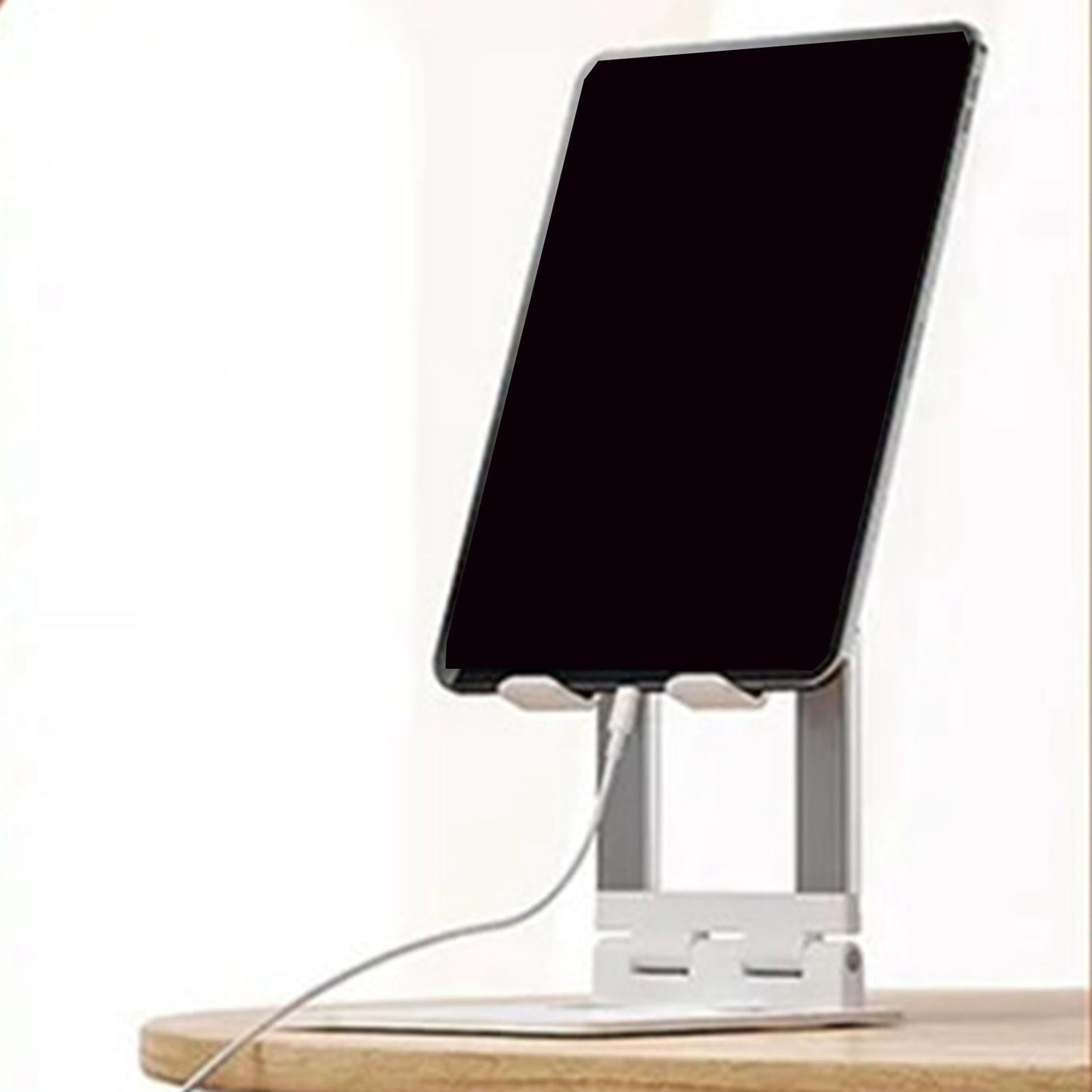 Tablet Stand Multi-Angle Cradle Folding for Desk Portable Adjustable Support White
