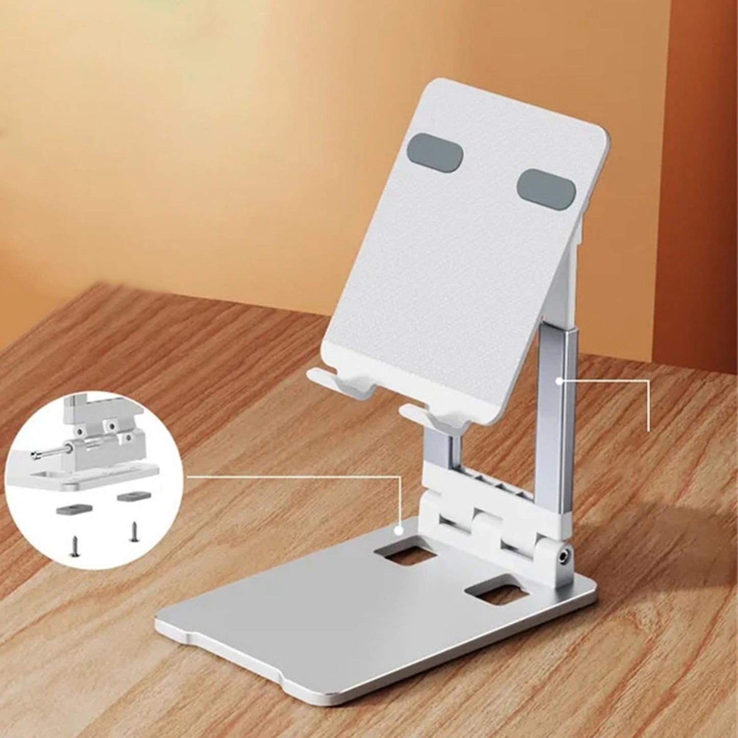 Tablet Stand Multi-Angle Cradle Folding for Desk Portable Adjustable Support White