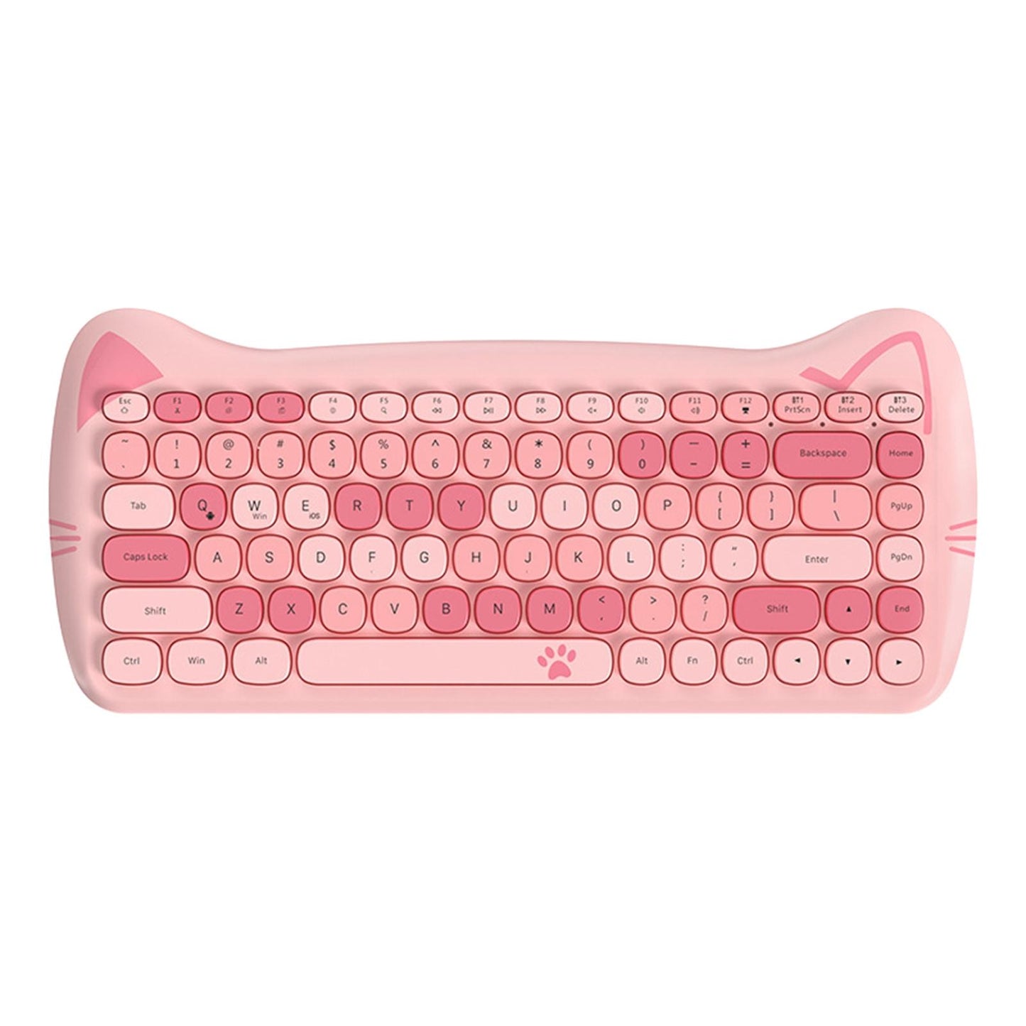 2.4G Gaming Keyboard 84 Keys Bluetooth 3.0/Wired for Home Tablet Users Pink