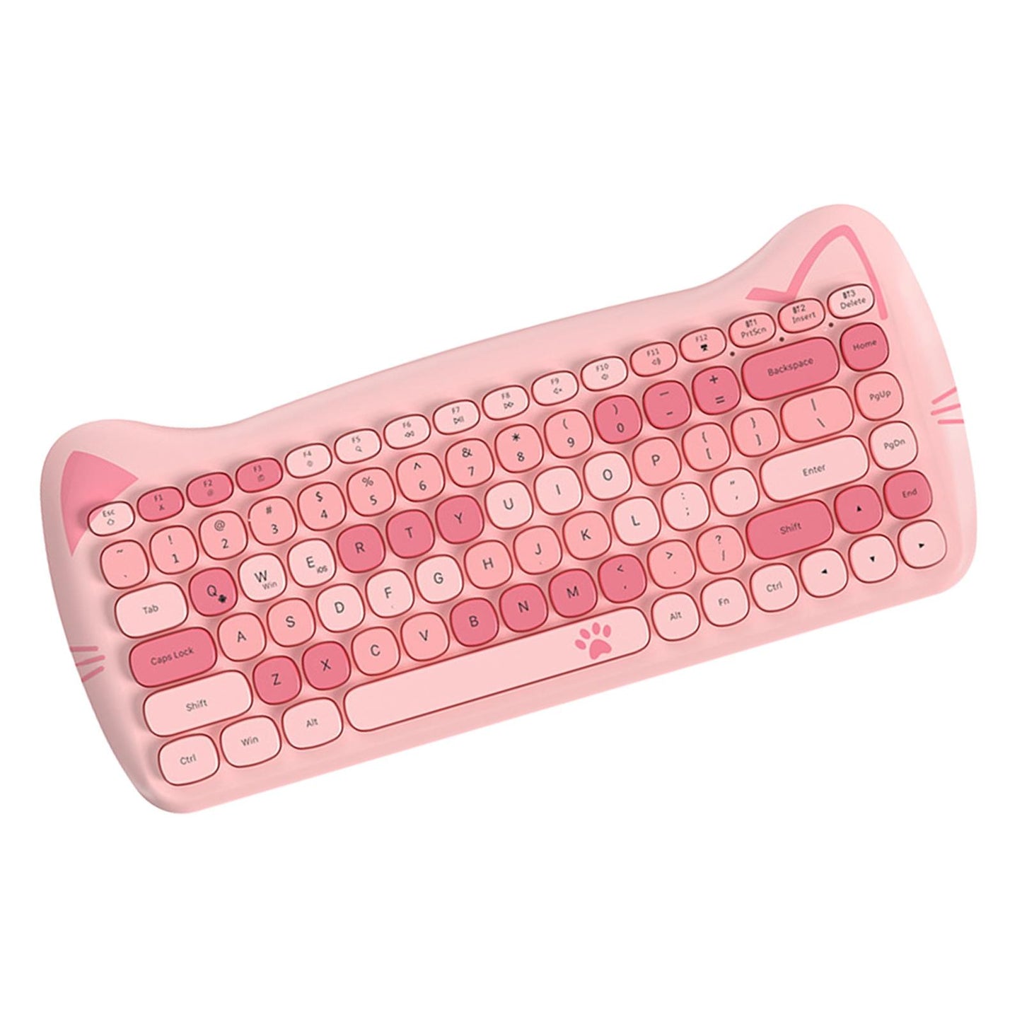 2.4G Gaming Keyboard 84 Keys Bluetooth 3.0/Wired for Home Tablet Users Pink