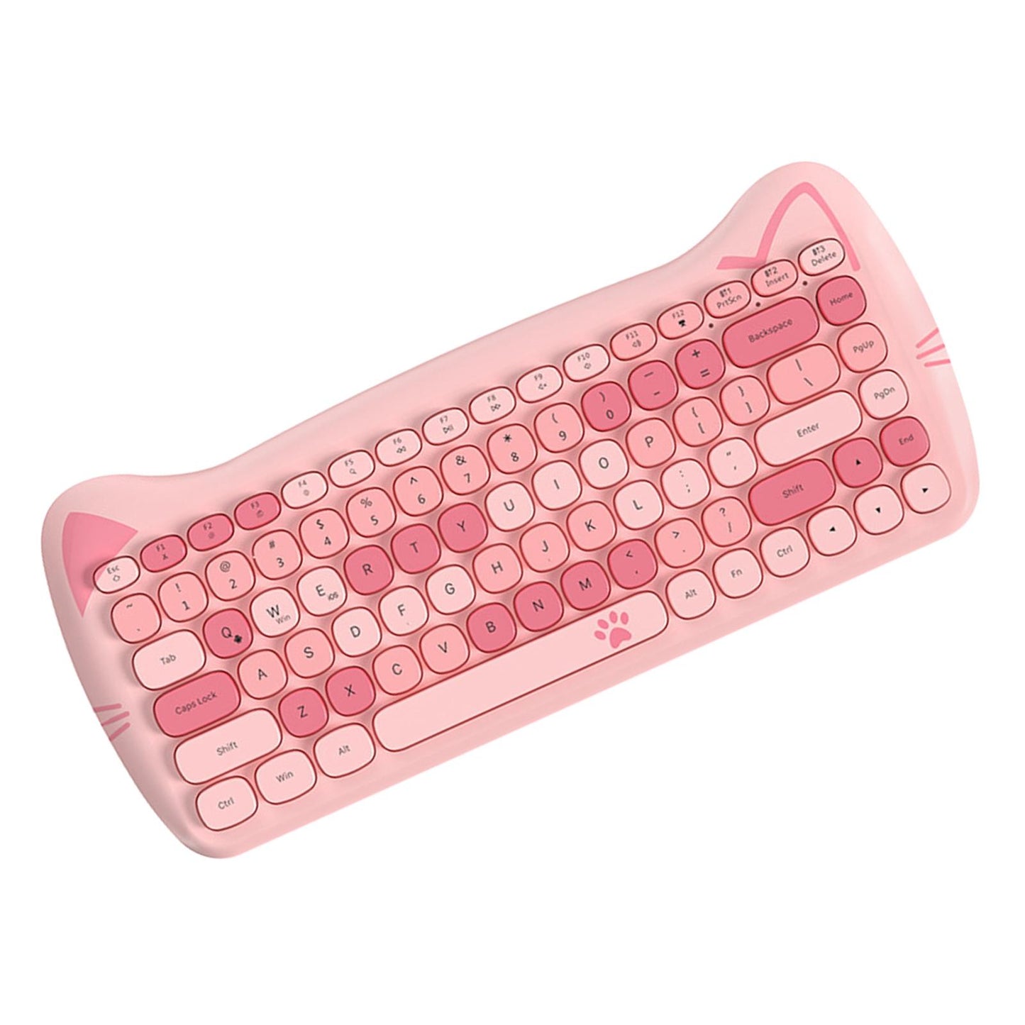 2.4G Gaming Keyboard 84 Keys Bluetooth 3.0/Wired for Home Tablet Users Pink