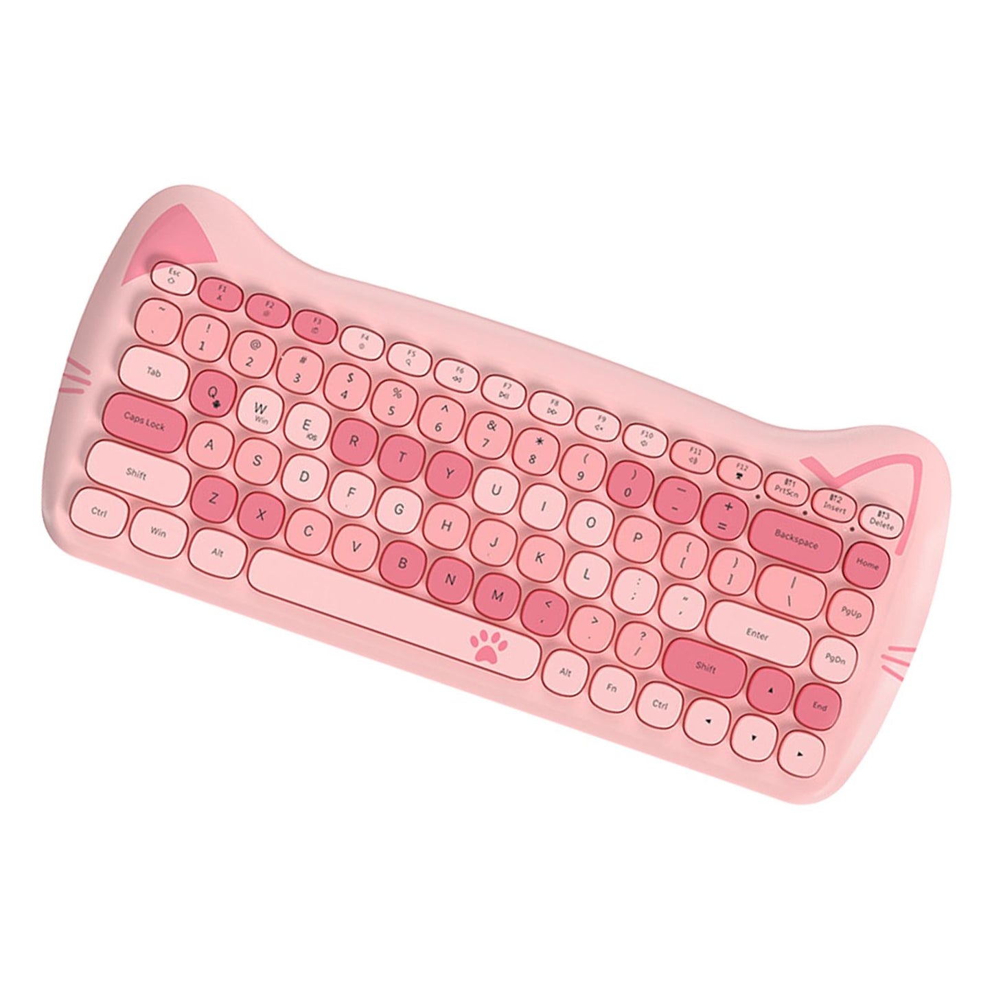 2.4G Gaming Keyboard 84 Keys Bluetooth 3.0/Wired for Home Tablet Users Pink