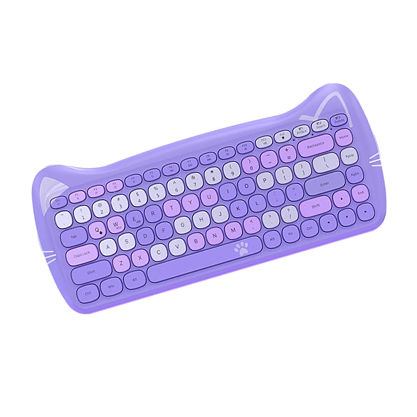 2.4G Gaming Keyboard 84 Keys Bluetooth 3.0/Wired for Home Tablet Users Purple