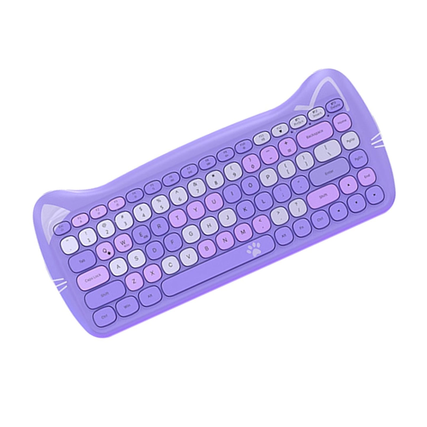 2.4G Gaming Keyboard 84 Keys Bluetooth 3.0/Wired for Home Tablet Users Purple