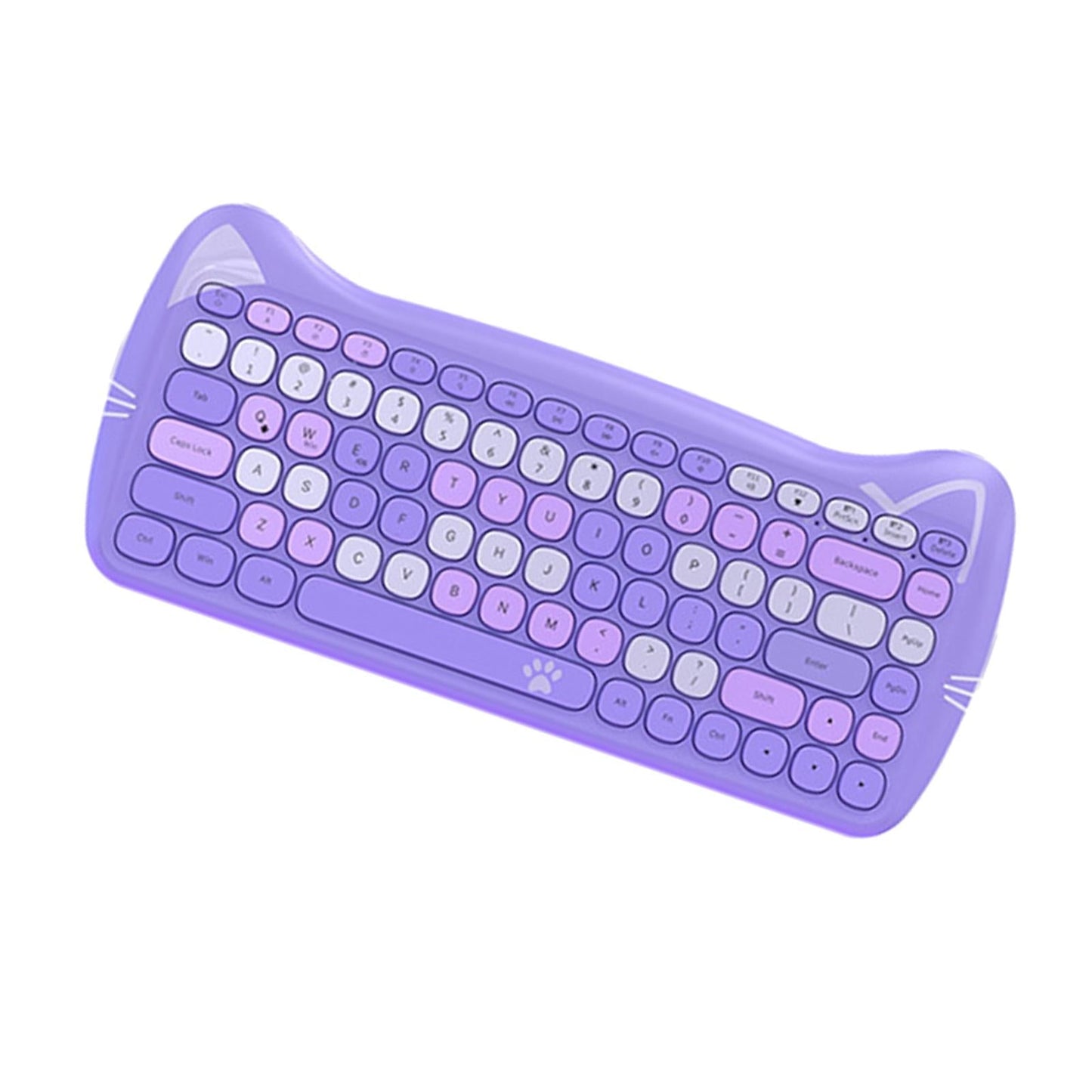 2.4G Gaming Keyboard 84 Keys Bluetooth 3.0/Wired for Home Tablet Users Purple