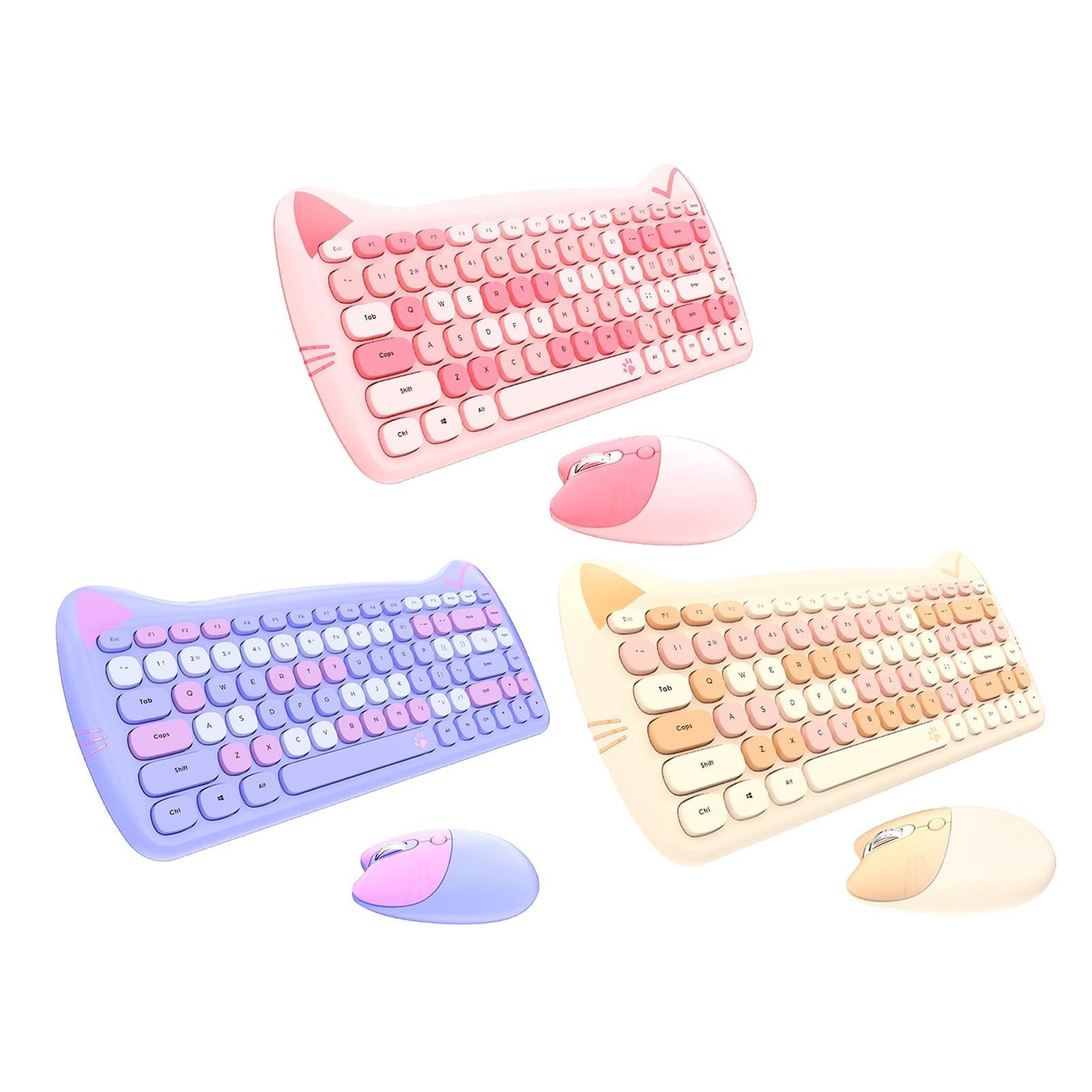 2.4G Wireless Keyboard Mouse Kit 84 Keys Desktop for Windows10 Windows XP Purple