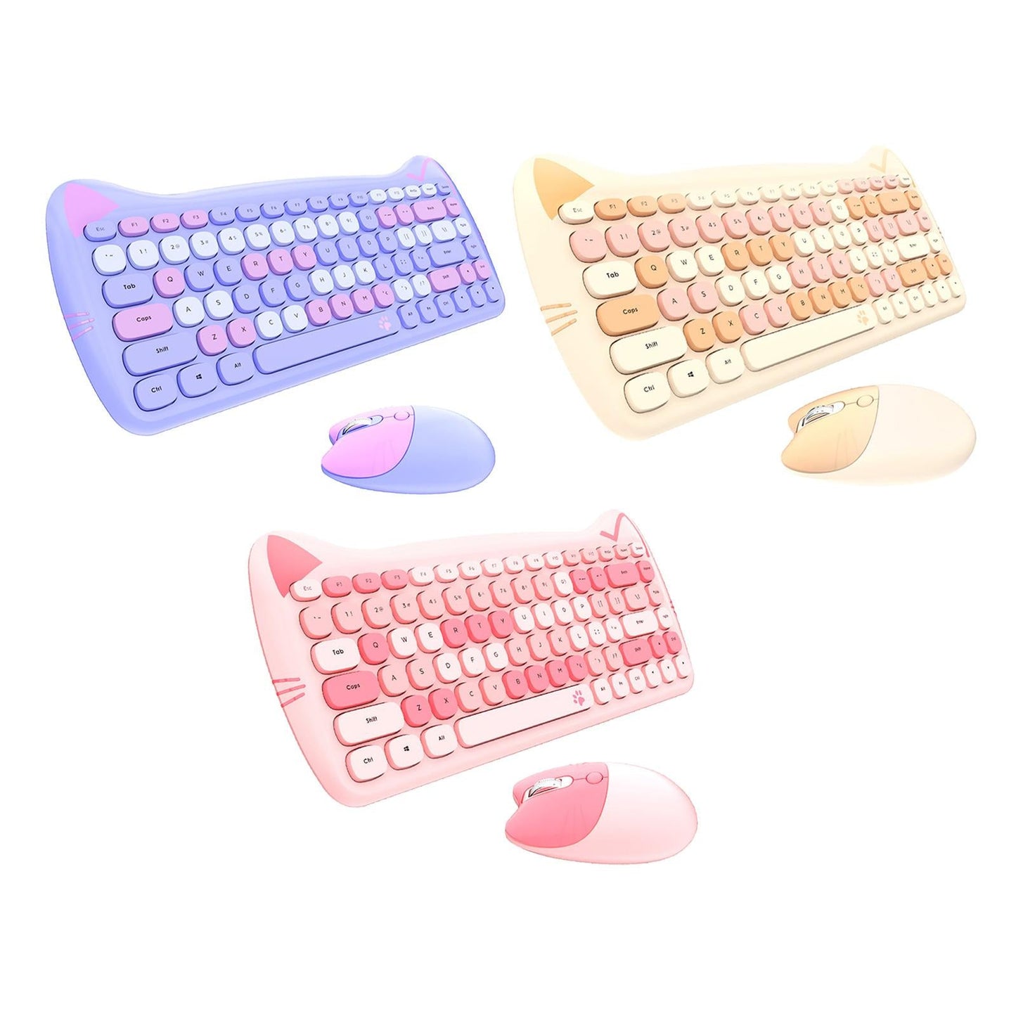 2.4G Wireless Keyboard Mouse Kit 84 Keys Desktop for Windows10 Windows XP Purple