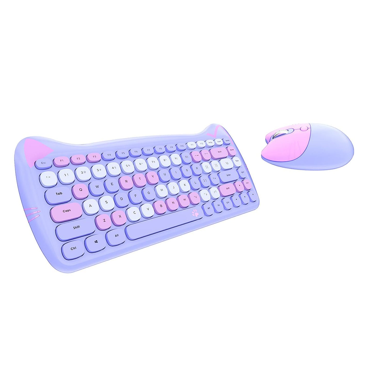 2.4G Wireless Keyboard Mouse Kit 84 Keys Desktop for Windows10 Windows XP Purple