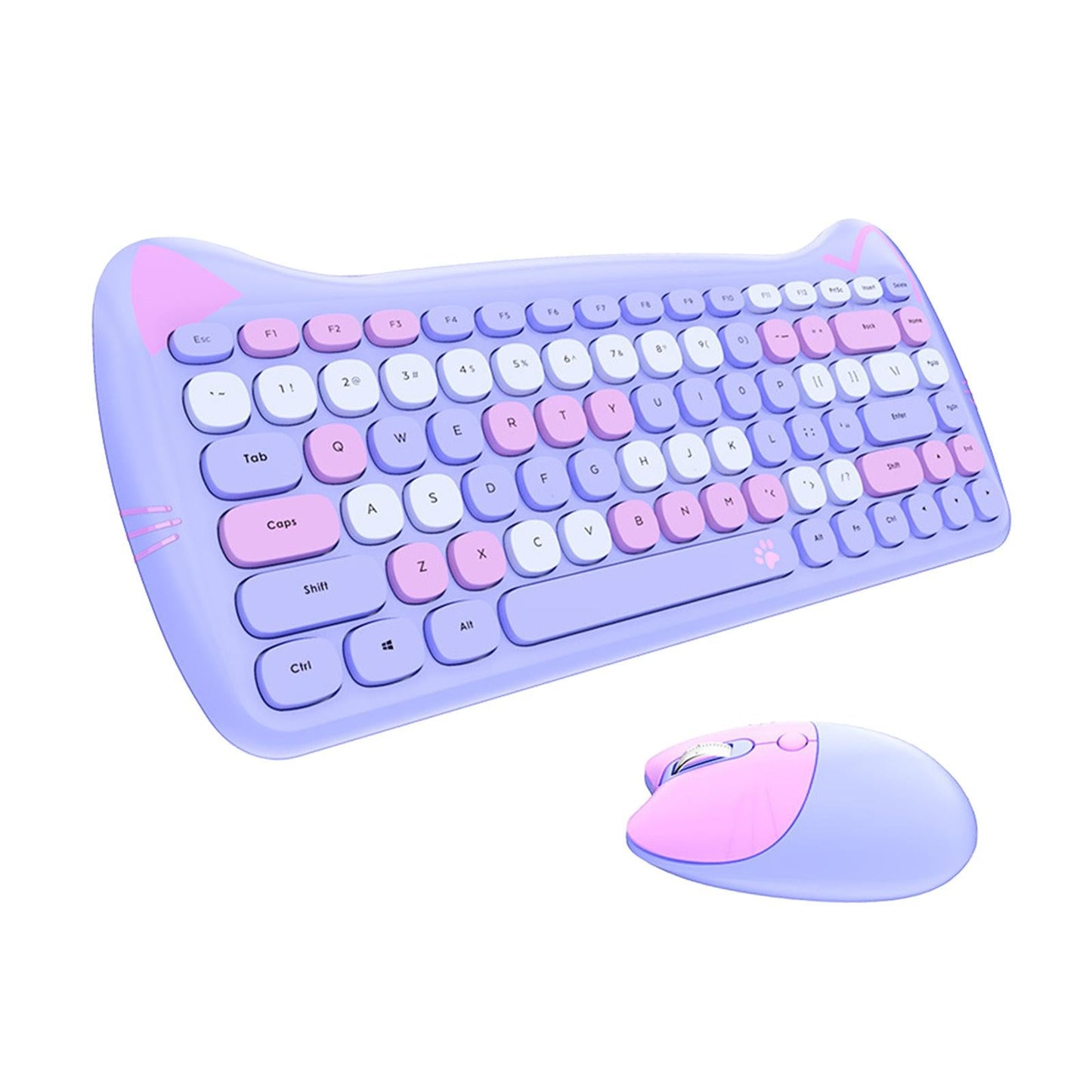 2.4G Wireless Keyboard Mouse Kit 84 Keys Desktop for Windows10 Windows XP Purple