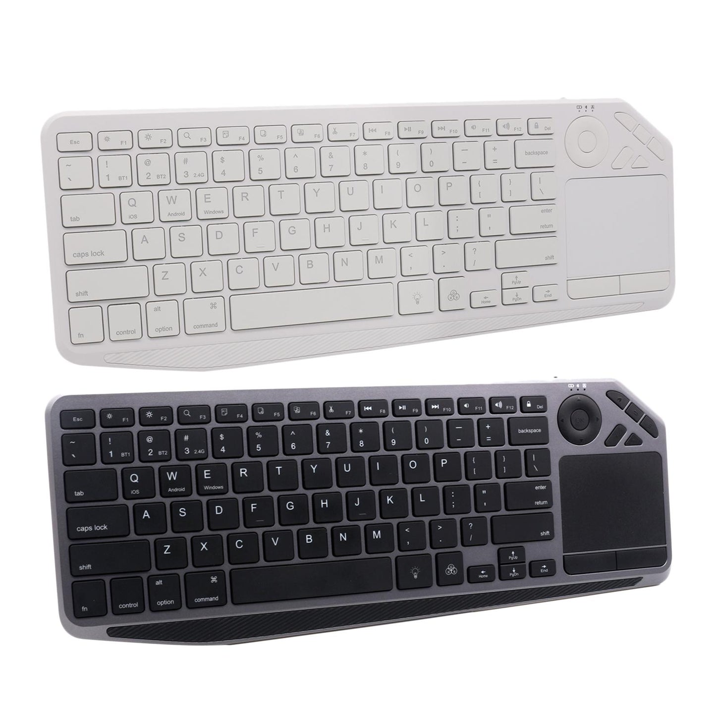 Mini Bluetooth+2.4G Wireless Keyboard with Touchpad for TV Tablet White