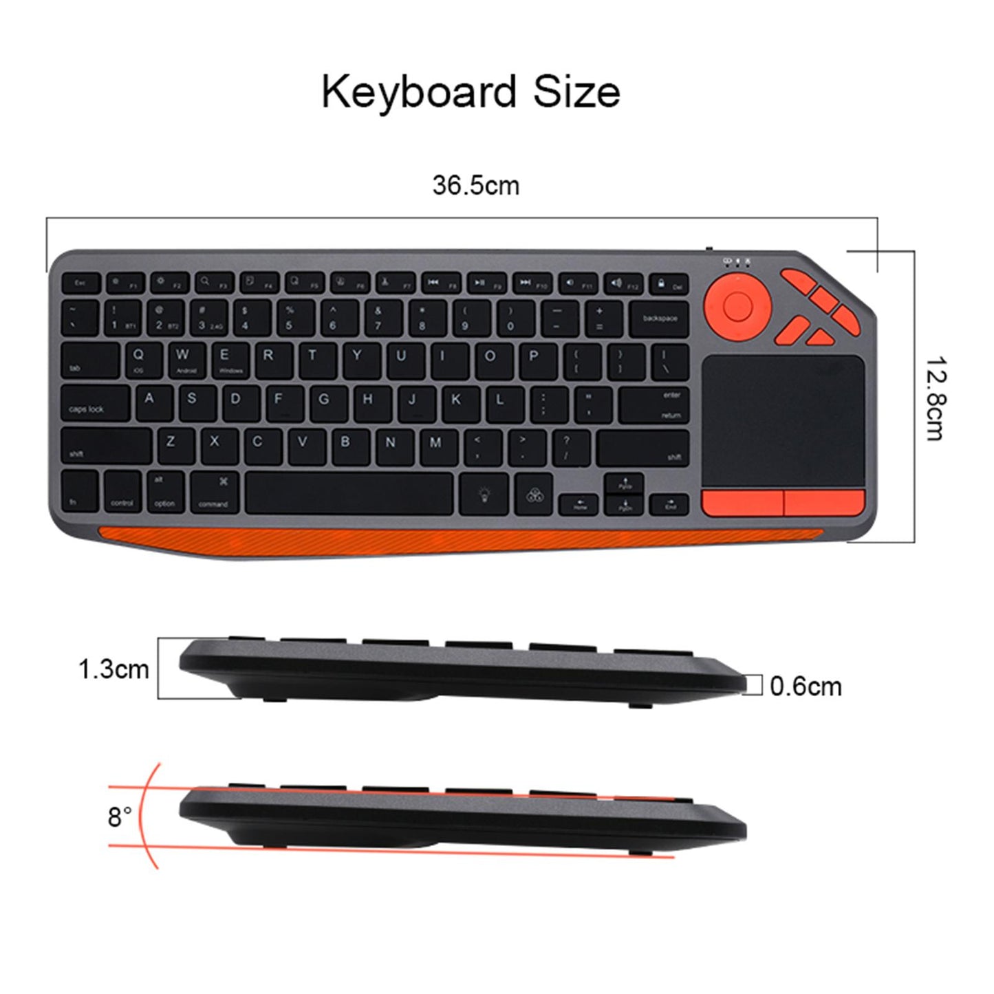 Mini Bluetooth+2.4G Wireless Keyboard with Touchpad for TV Tablet White