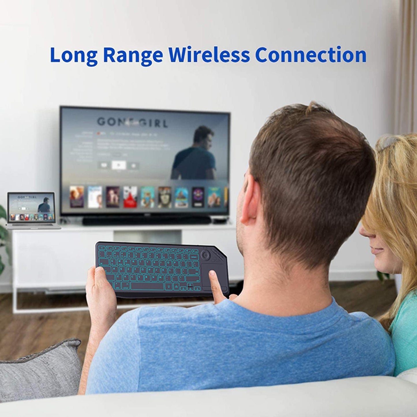 Mini Bluetooth+2.4G Wireless Keyboard with Touchpad for TV Tablet White