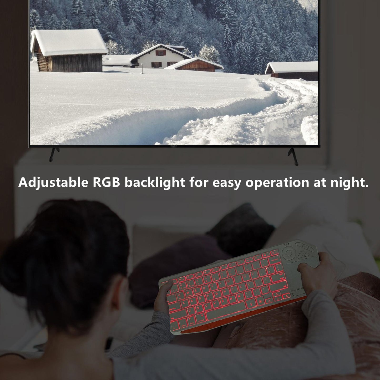 Mini Bluetooth+2.4G Wireless Keyboard with Touchpad for TV Tablet Black