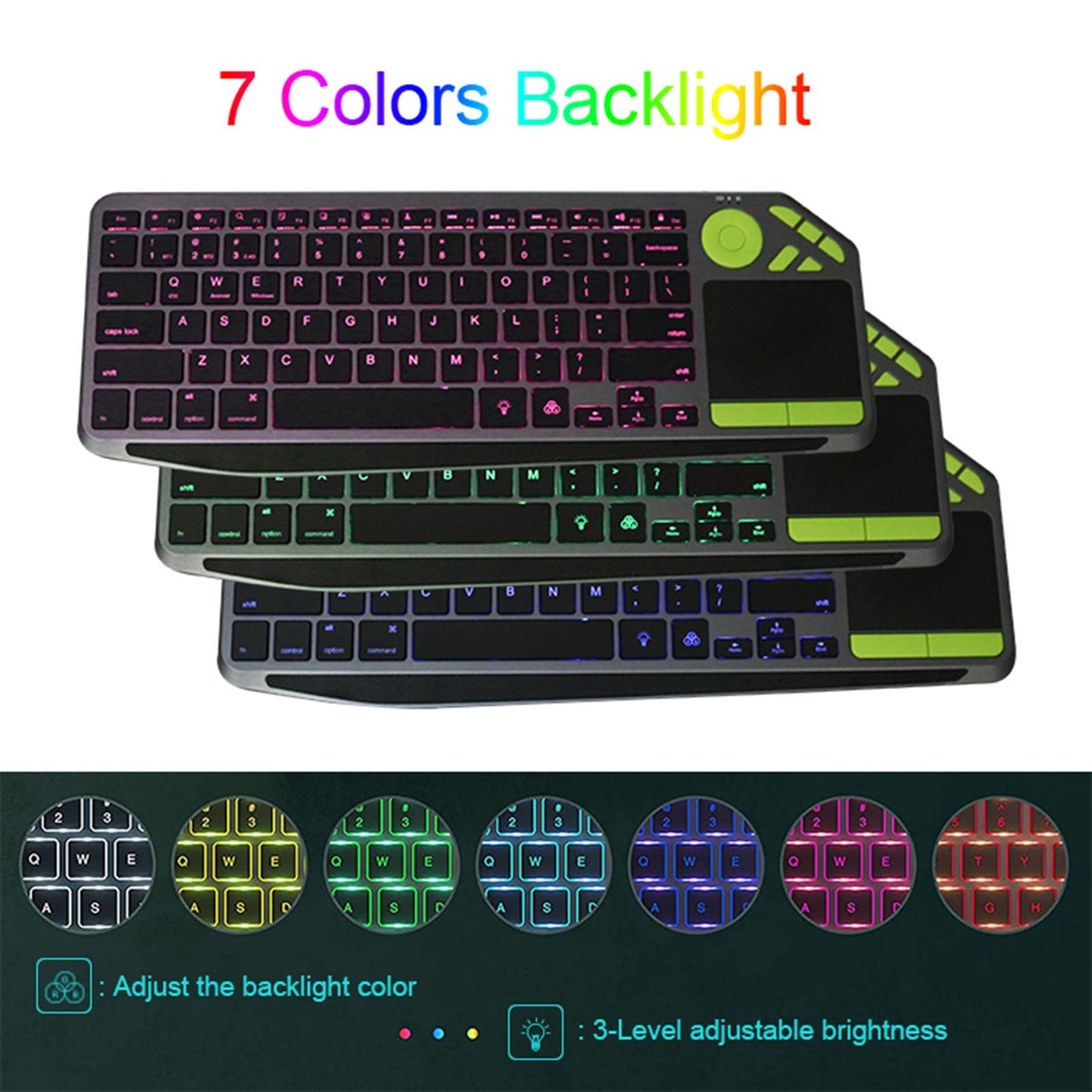 Mini Bluetooth+2.4G Wireless Keyboard with Touchpad for TV Tablet Black