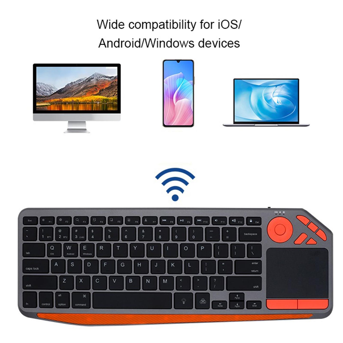 Mini Bluetooth+2.4G Wireless Keyboard with Touchpad for TV Tablet Black