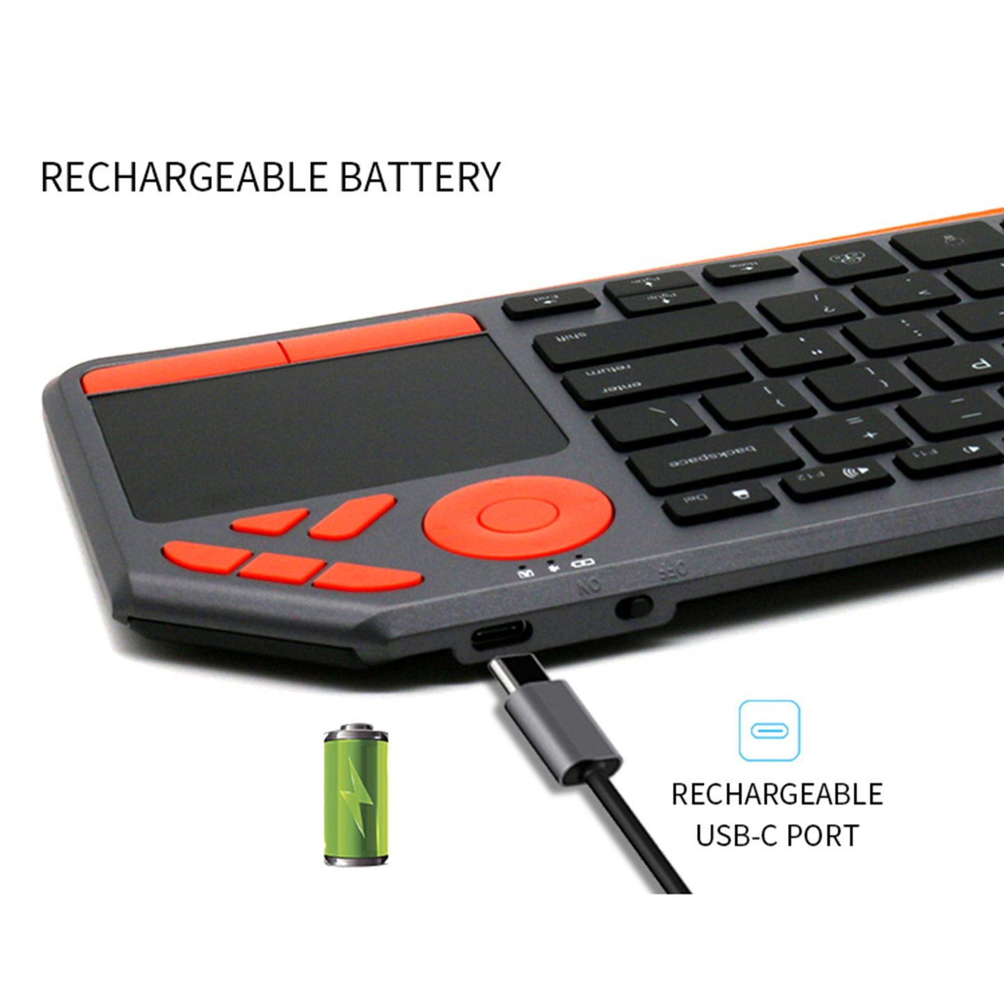 Mini Bluetooth+2.4G Wireless Keyboard with Touchpad for TV Tablet Black