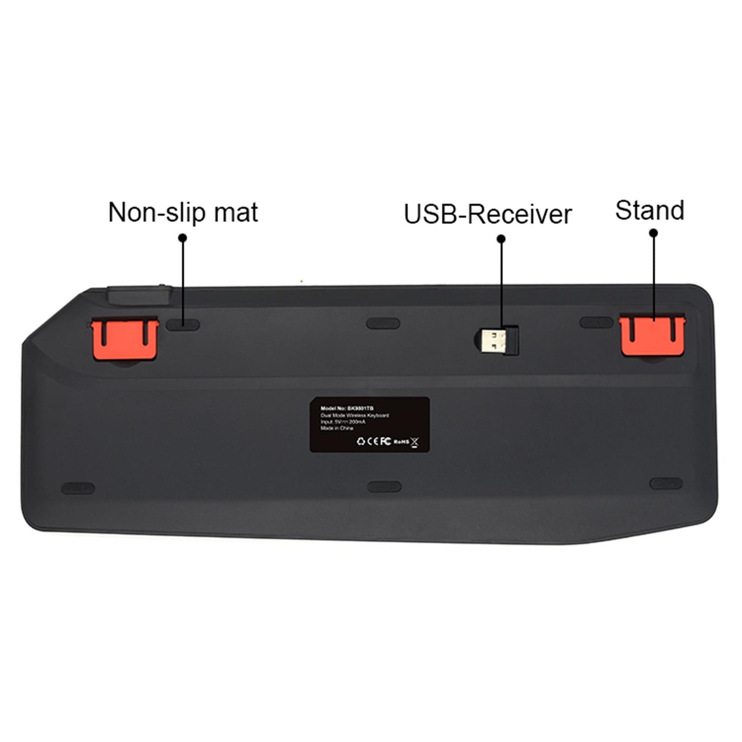 Mini Bluetooth+2.4G Wireless Keyboard with Touchpad for TV Tablet Black